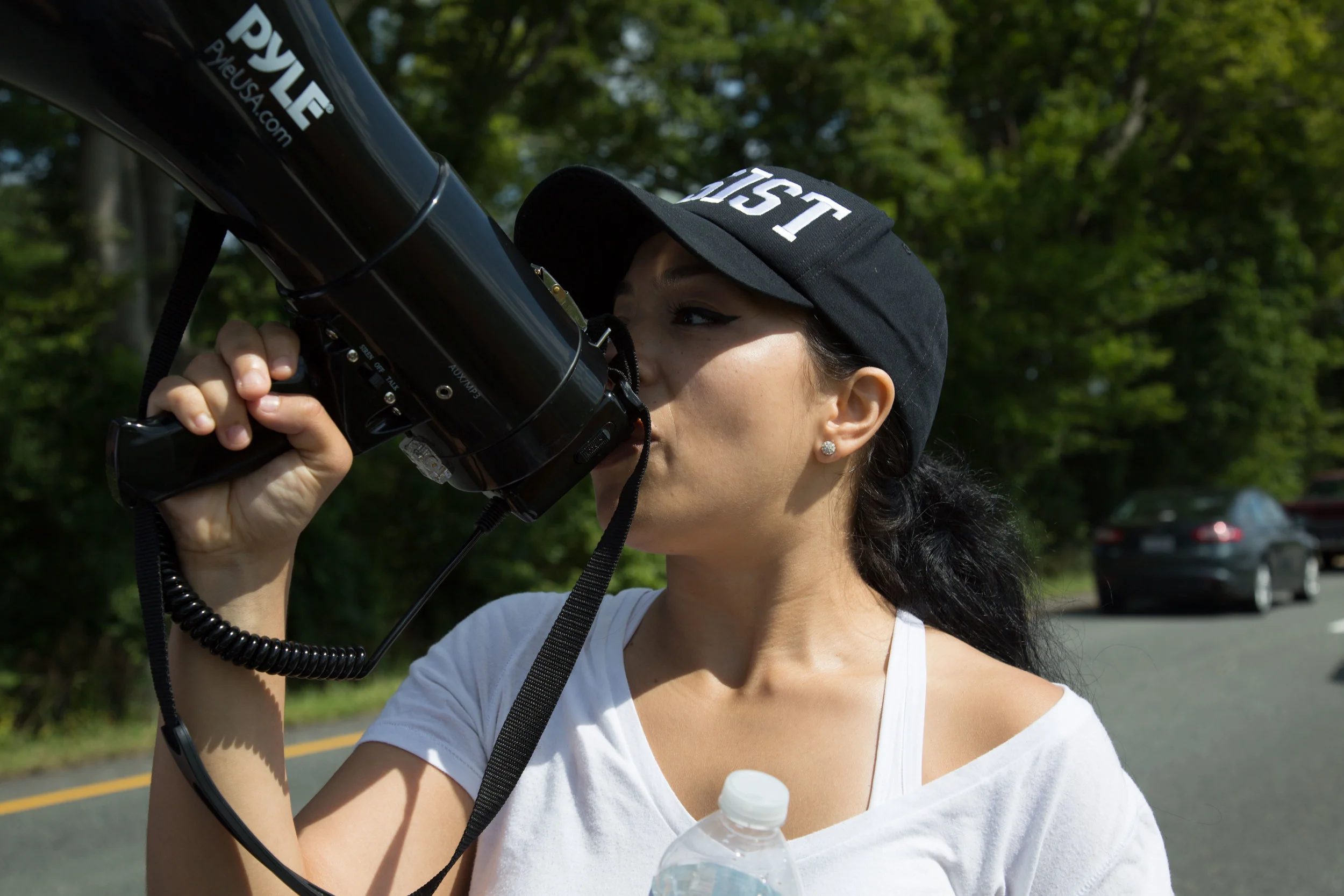Activists continue their march from Charlottesville, Virginia to Washington, D.C. for a third day on August 30, 2017. The march, which is in protest against white supremacy, originally started with around 200 participants. Around 30 are continuing the movement, which will take around ten days.