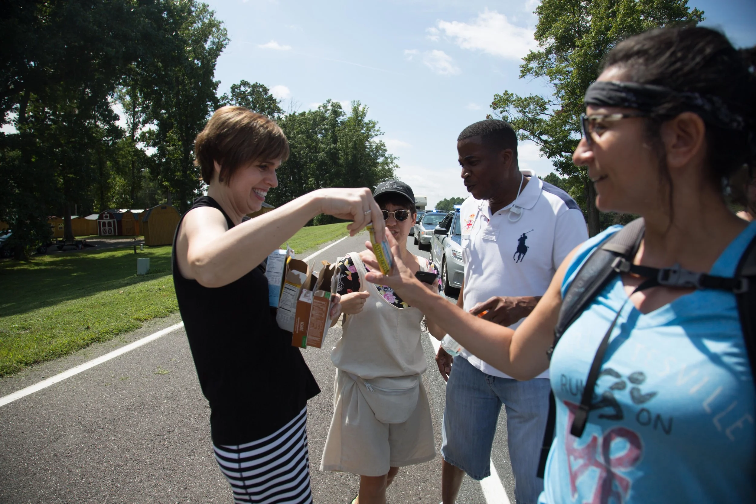 Activists continue their march from Charlottesville, Virginia to Washington, D.C. for a third day on August 30, 2017. The march, which is in protest against white supremacy, originally started with around 200 participants. Around 30 are continuing the movement, which will take around ten days.