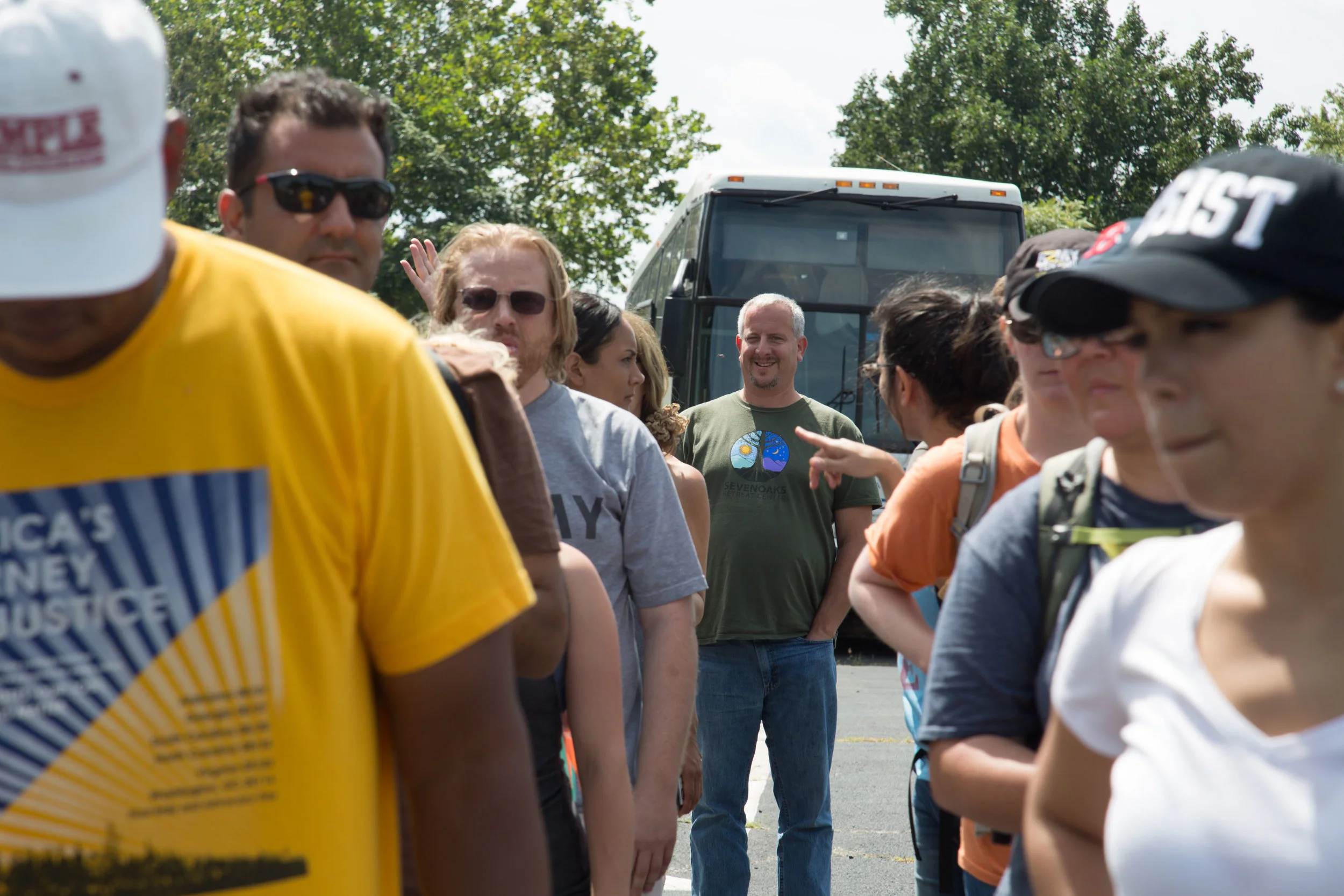 Activists continue their march from Charlottesville, Virginia to Washington, D.C. for a third day on August 30, 2017. The march, which is in protest against white supremacy, originally started with around 200 participants. Around 30 are continuing the movement, which will take around ten days.
