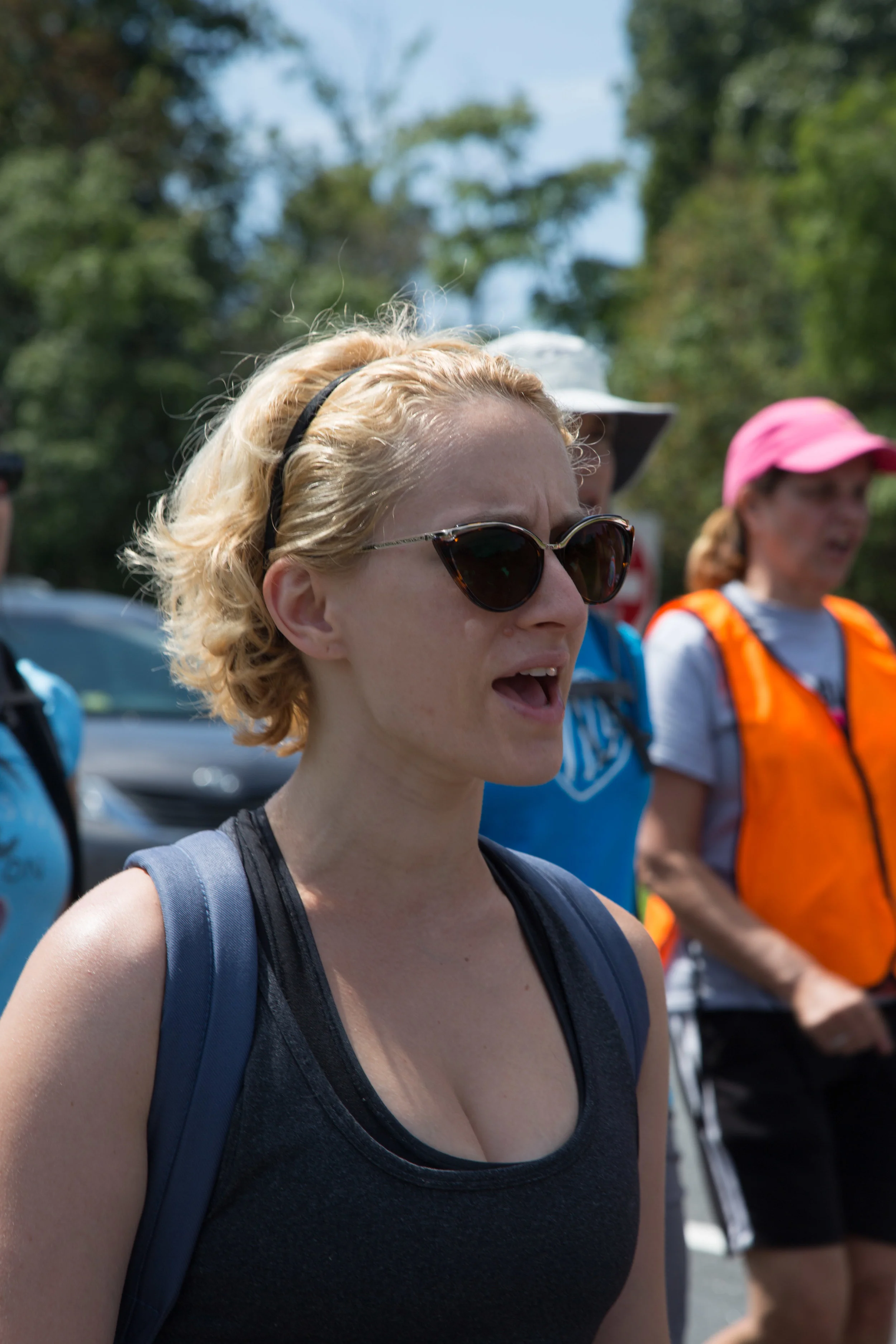 Activists continue their march from Charlottesville, Virginia to Washington, D.C. for a third day on August 30, 2017. The march, which is in protest against white supremacy, originally started with around 200 participants. Around 30 are continuing the movement, which will take around ten days.