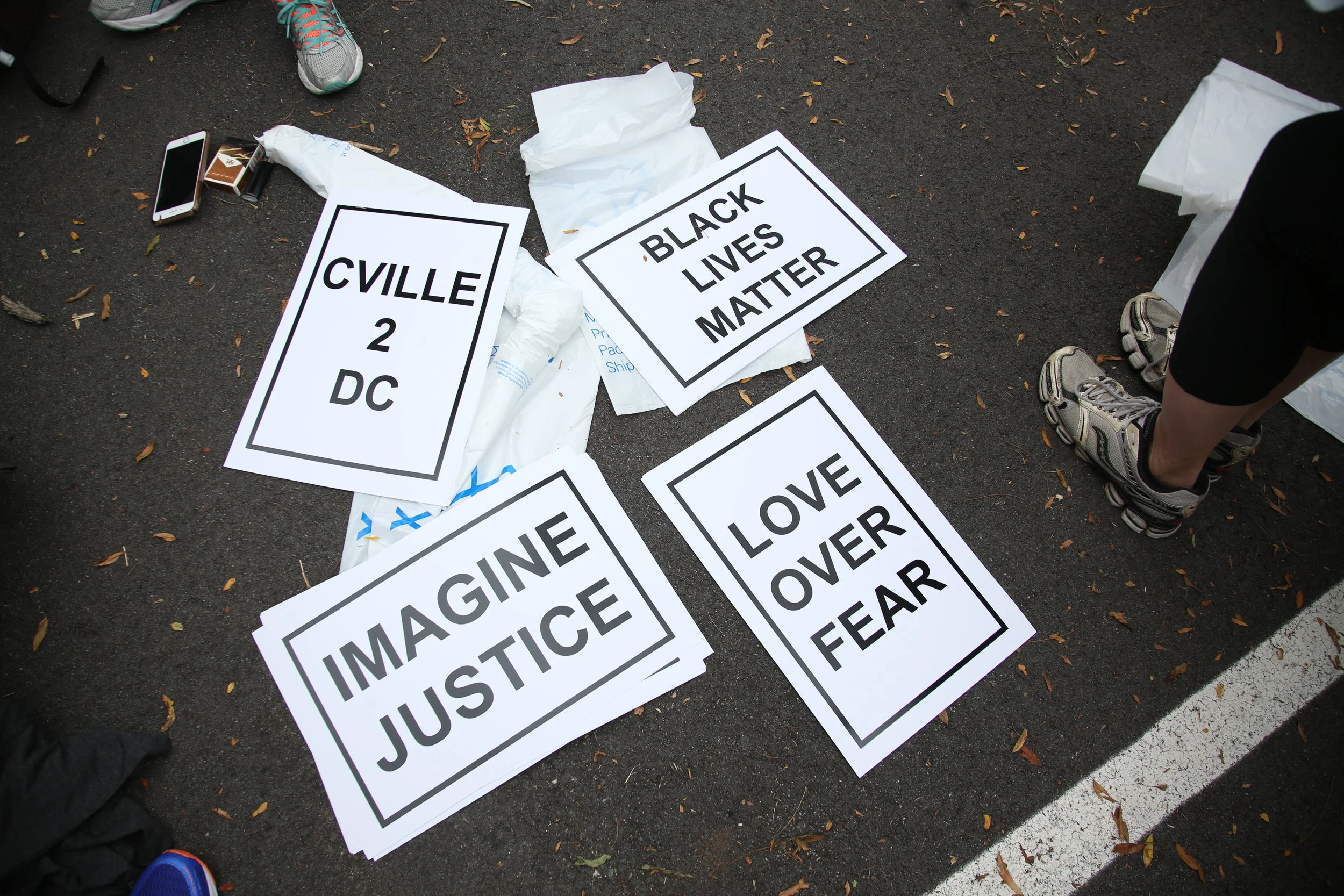 Protesters against white supremacy continue their protest march from Charlottesville to Washington, D.C. along a road in Virginia on September 1, 2017. They set off for the trek on Monday and have reportedly been halted by state police.