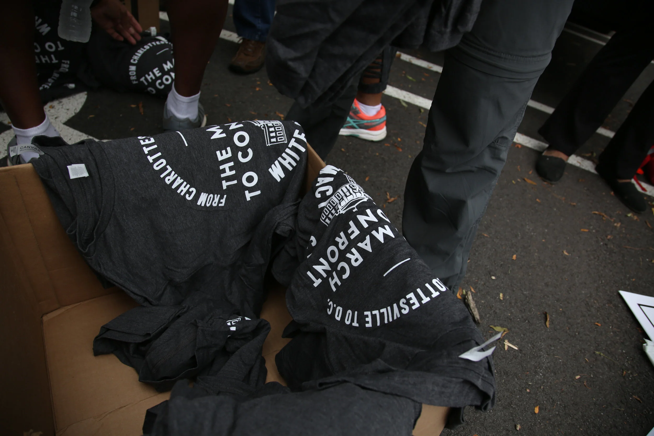 Protesters against white supremacy continue their protest march from Charlottesville to Washington, D.C. along a road in Virginia on September 1, 2017. They set off for the trek on Monday and have reportedly been halted by state police.