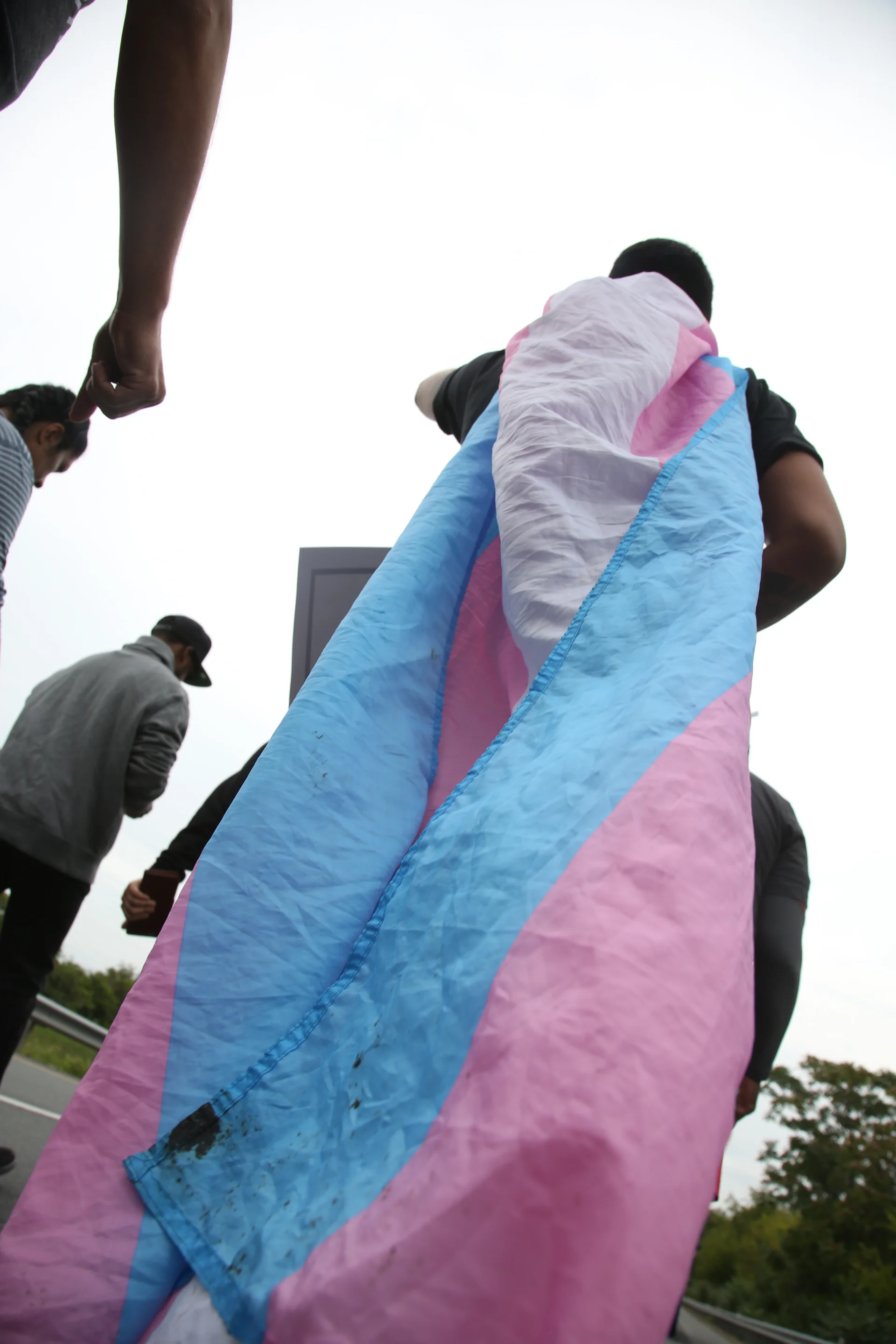 Protesters against white supremacy continue their protest march from Charlottesville to Washington, D.C. along a road in Virginia on September 1, 2017. They set off for the trek on Monday and have reportedly been halted by state police.