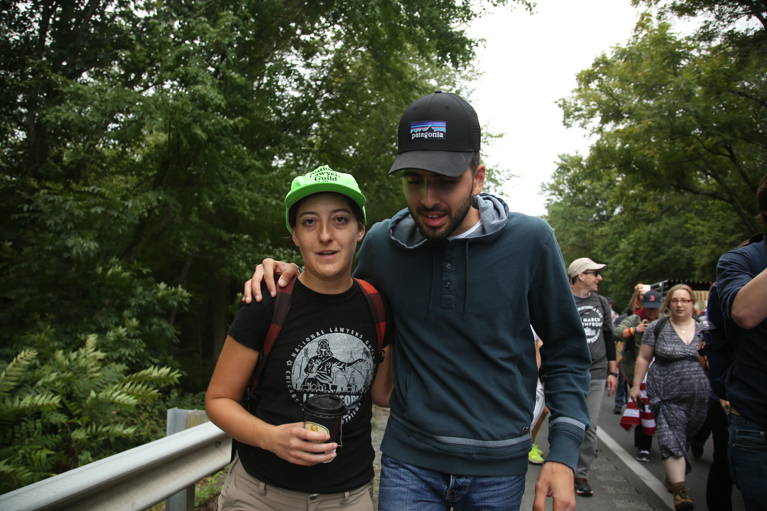 Protesters against white supremacy continue their protest march from Charlottesville to Washington, D.C. along a road in Virginia on September 1, 2017. They set off for the trek on Monday and have reportedly been halted by state police.