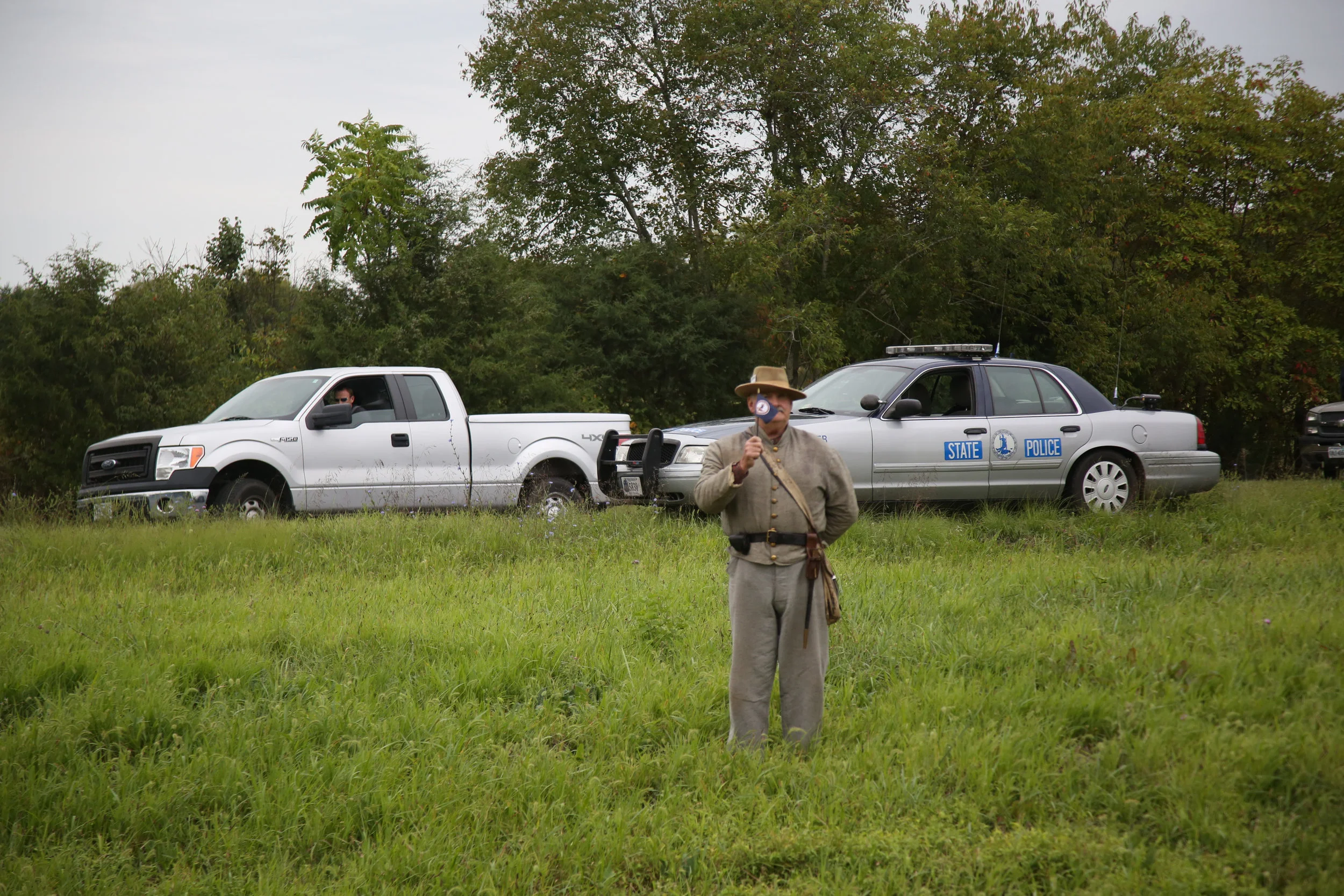 Protesters against white supremacy continue their protest march from Charlottesville to Washington, D.C. along a road in Virginia on September 1, 2017. They set off for the trek on Monday and have reportedly been halted by state police.