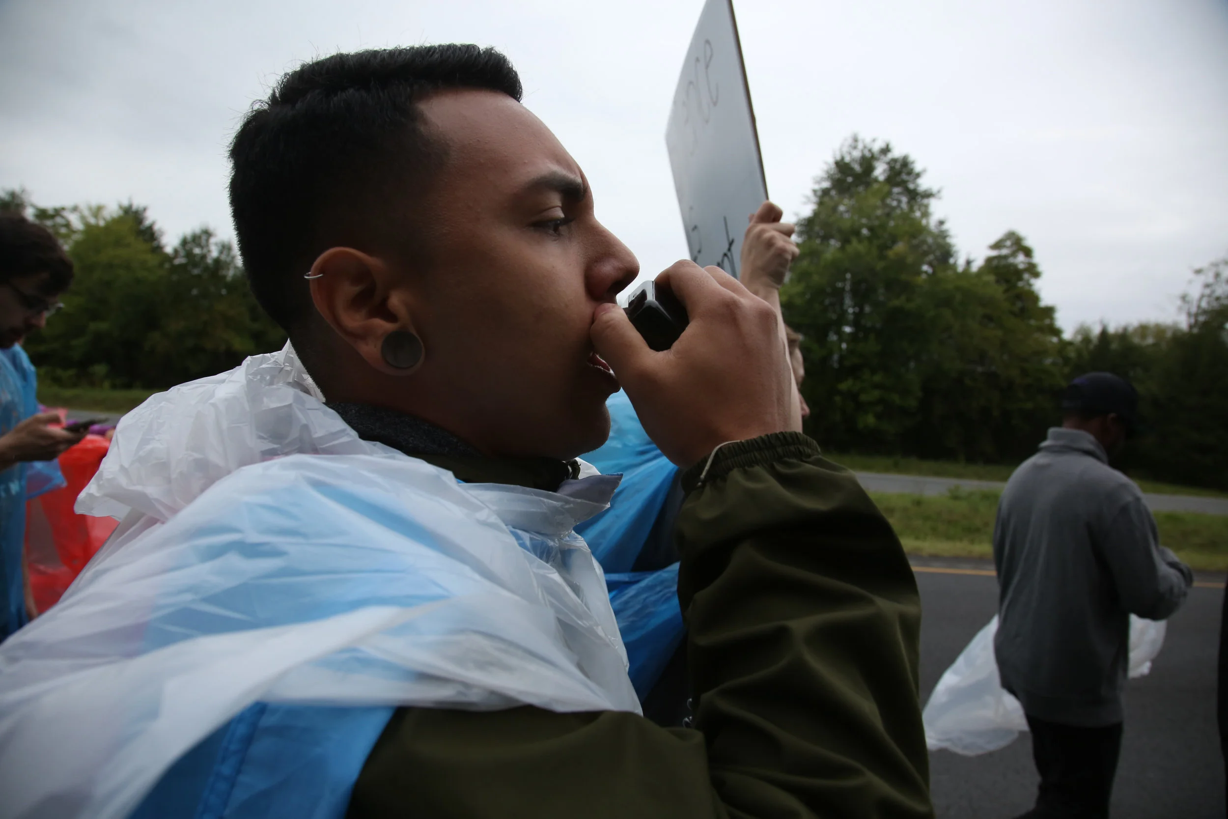 Protesters against white supremacy continue their protest march from Charlottesville to Washington, D.C. along a road in Virginia on September 1, 2017. They set off for the trek on Monday and have reportedly been halted by state police.