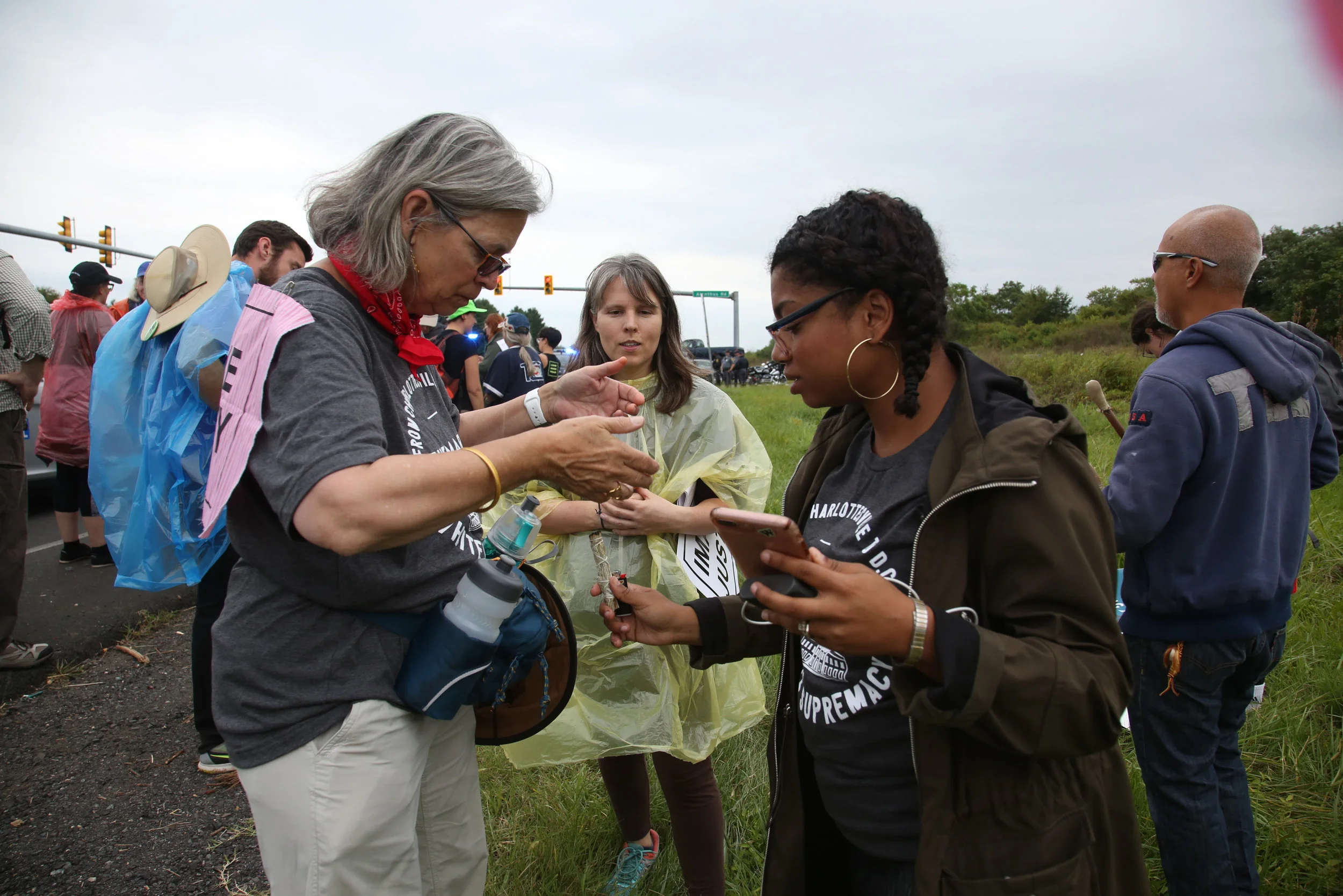 Protesters against white supremacy continue their protest march from Charlottesville to Washington, D.C. along a road in Virginia on September 1, 2017. They set off for the trek on Monday and have reportedly been halted by state police.