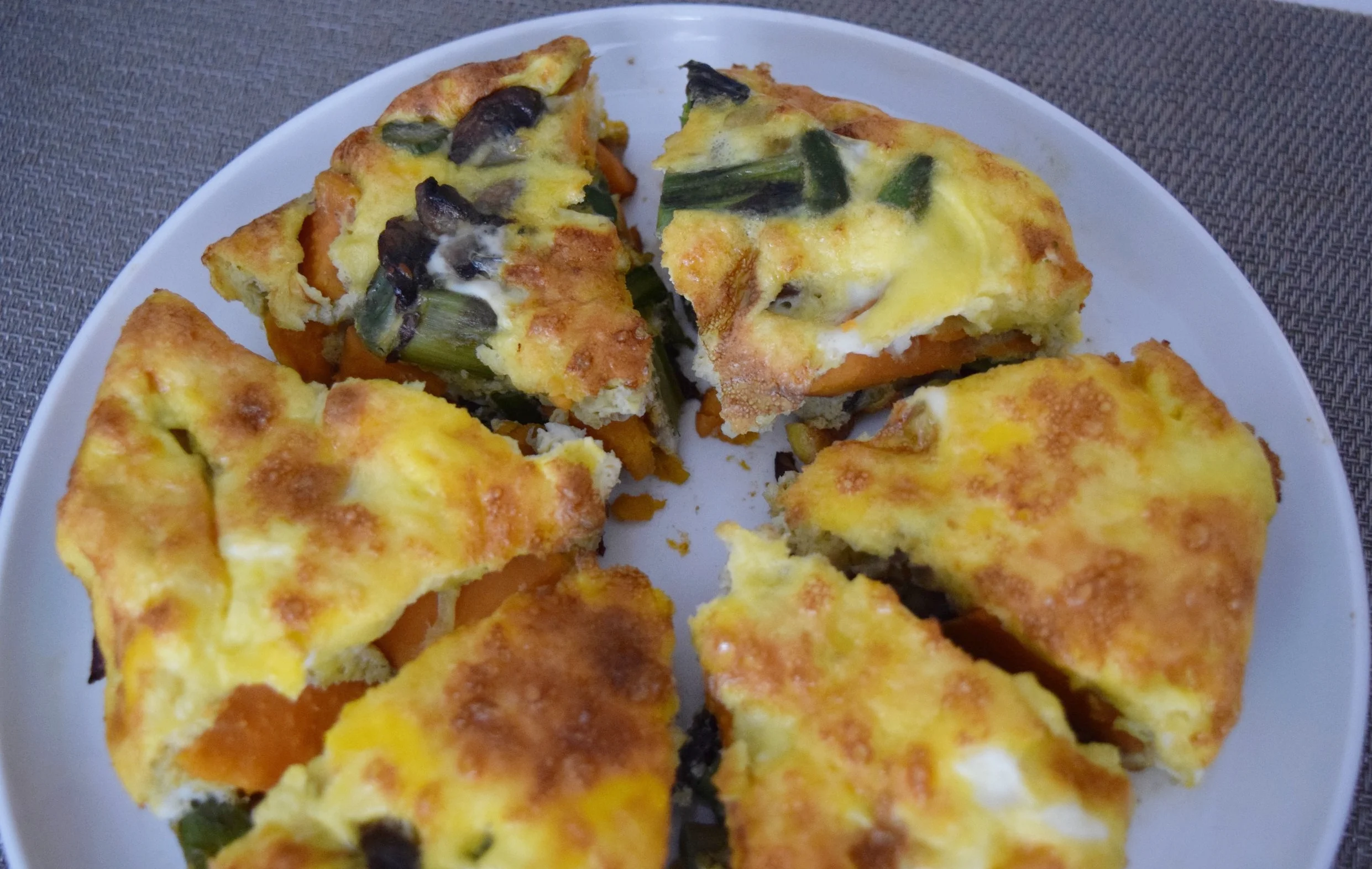 Sweet Potato Asparagus Mushroom Frittata