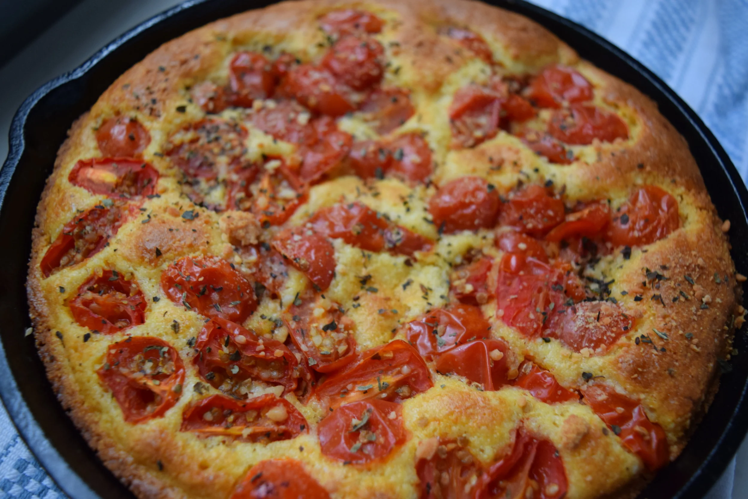 roasted tomatoes cornbread with parmesan