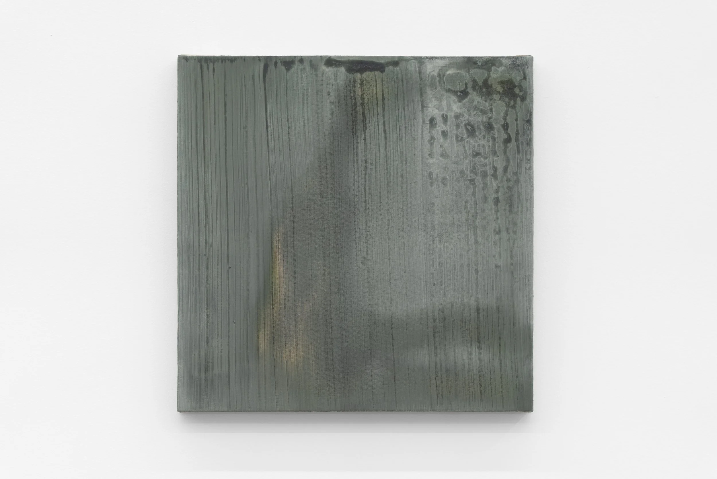    Rear Viewer     2026   Distemper on linen over panel   14 × 14 in  