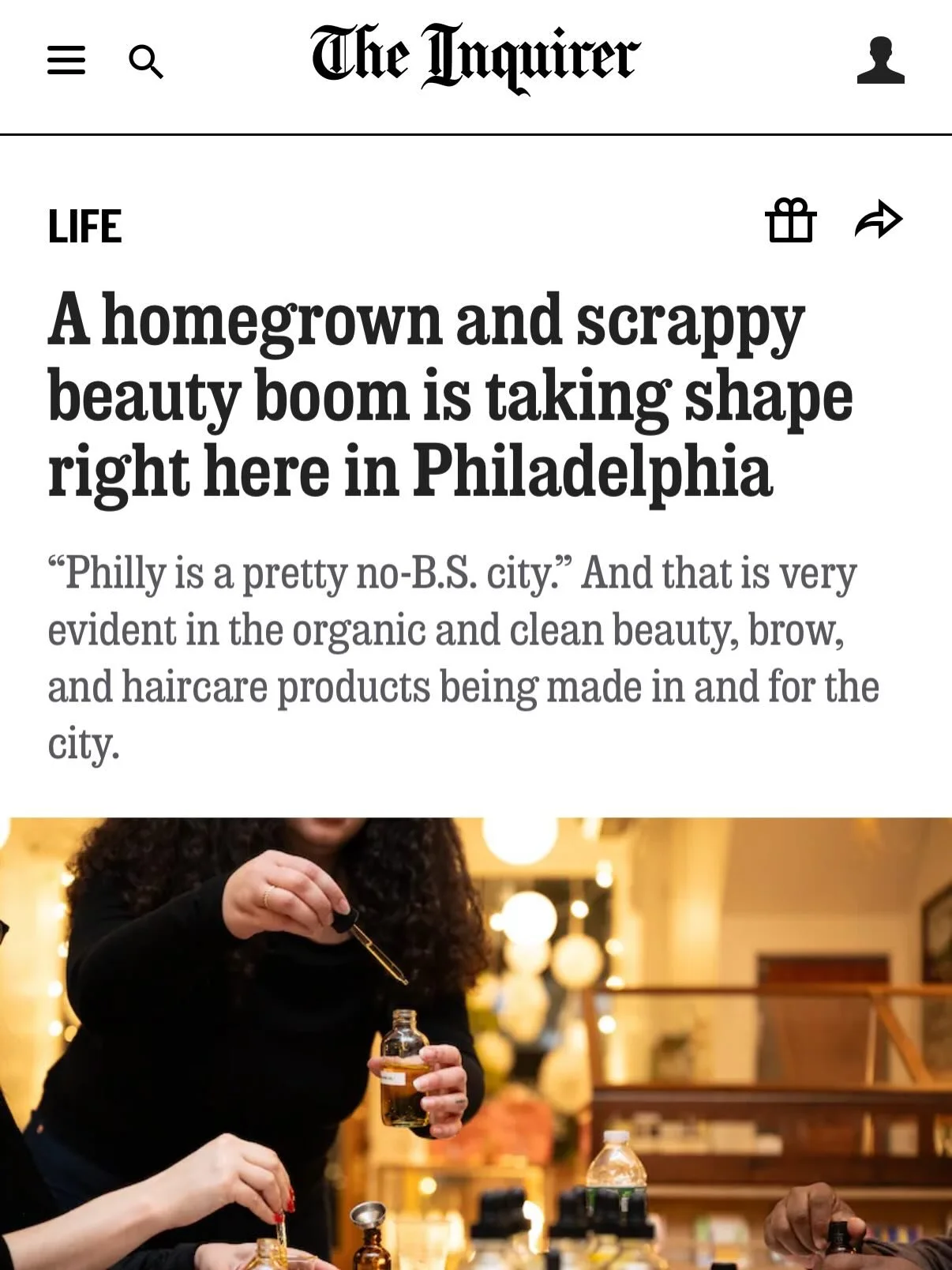 Grateful to have been included in this @phillyinquirer article about some of Philadelphia&rsquo;s locally founded beauty brands! 

Thank you @sararadin for this story and attending our DIY Body Oil workshop at @shopmoonandarrow 😊

Link in bio for th