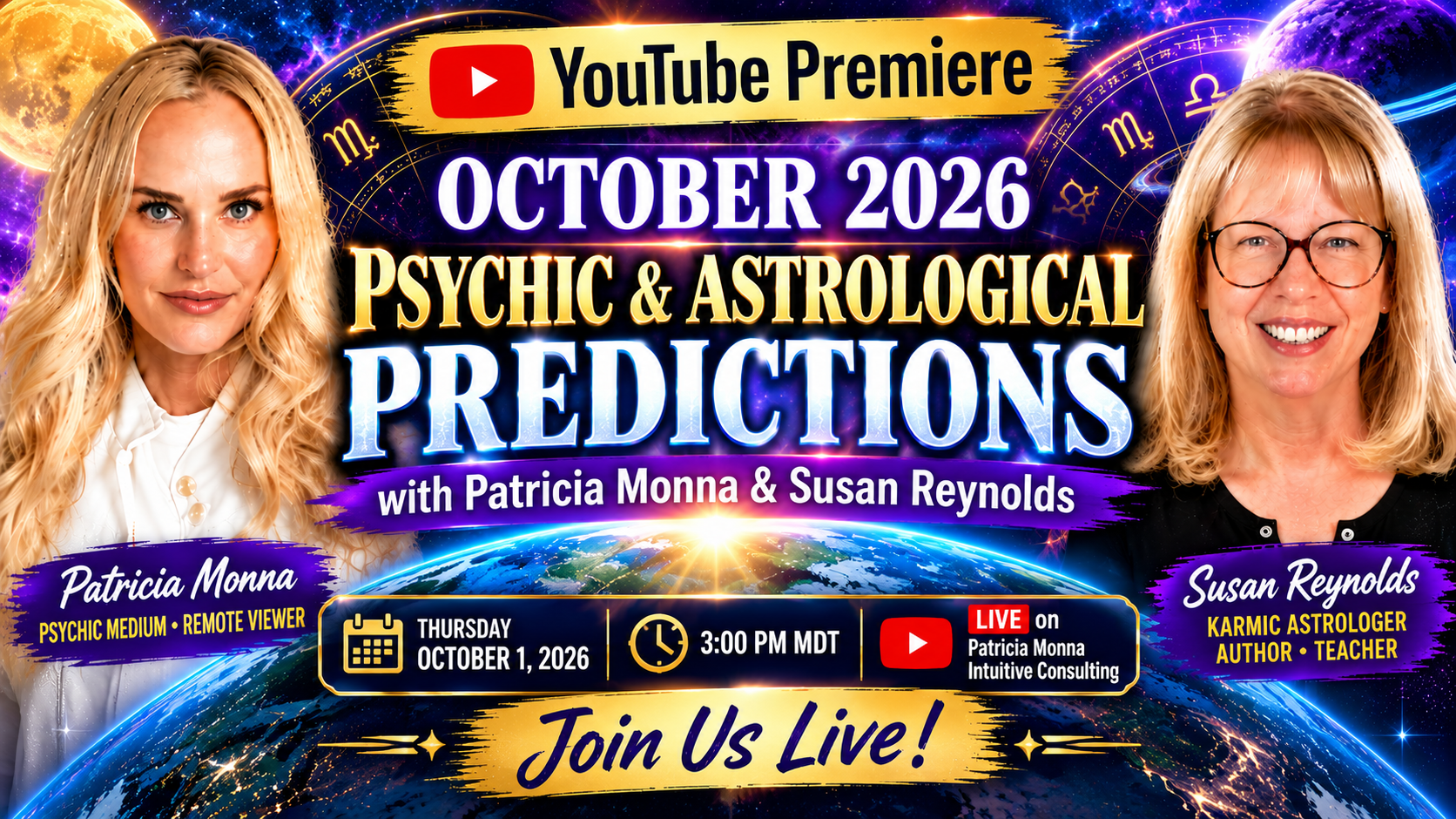 OCTOBER 2026 Psychic and Astrological Predictions With Patricia Monna &amp; Susan Reynolds