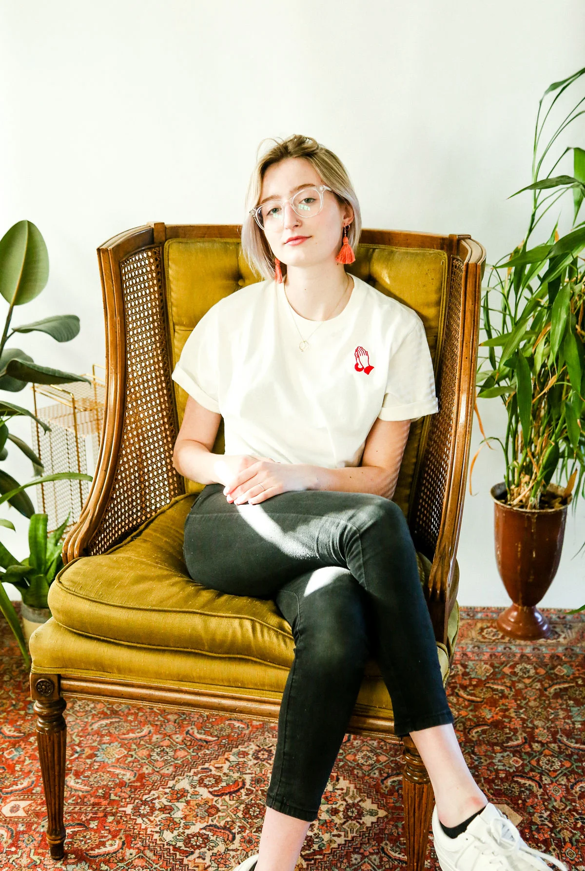prayer hands embroidered tee women's front 6 earrings.jpg