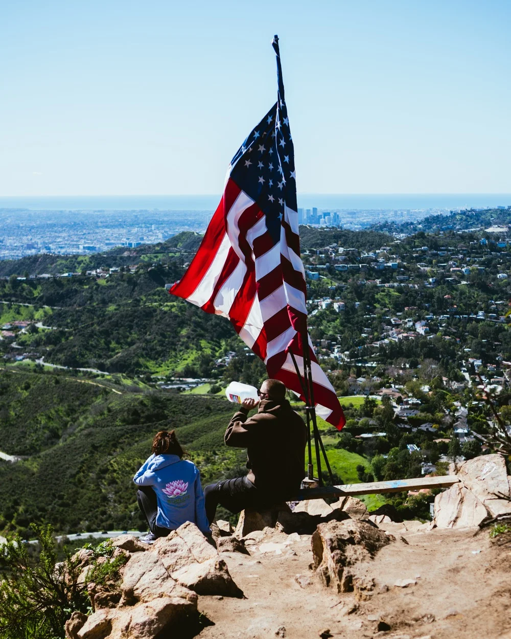 Hollywood Hills American flag