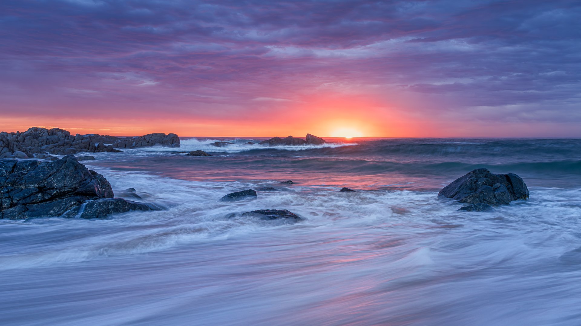 &ldquo;Swept Away&rdquo;
Sunrise / Meringo Beach, Eurobodalla, NSW, Australia.

A stunning, vibrant sunrise that seemed to go on and on!

A quickly rising swell ensured the wave &ldquo;action&rdquo; kept me on my (wet!) toes and created some beautifu