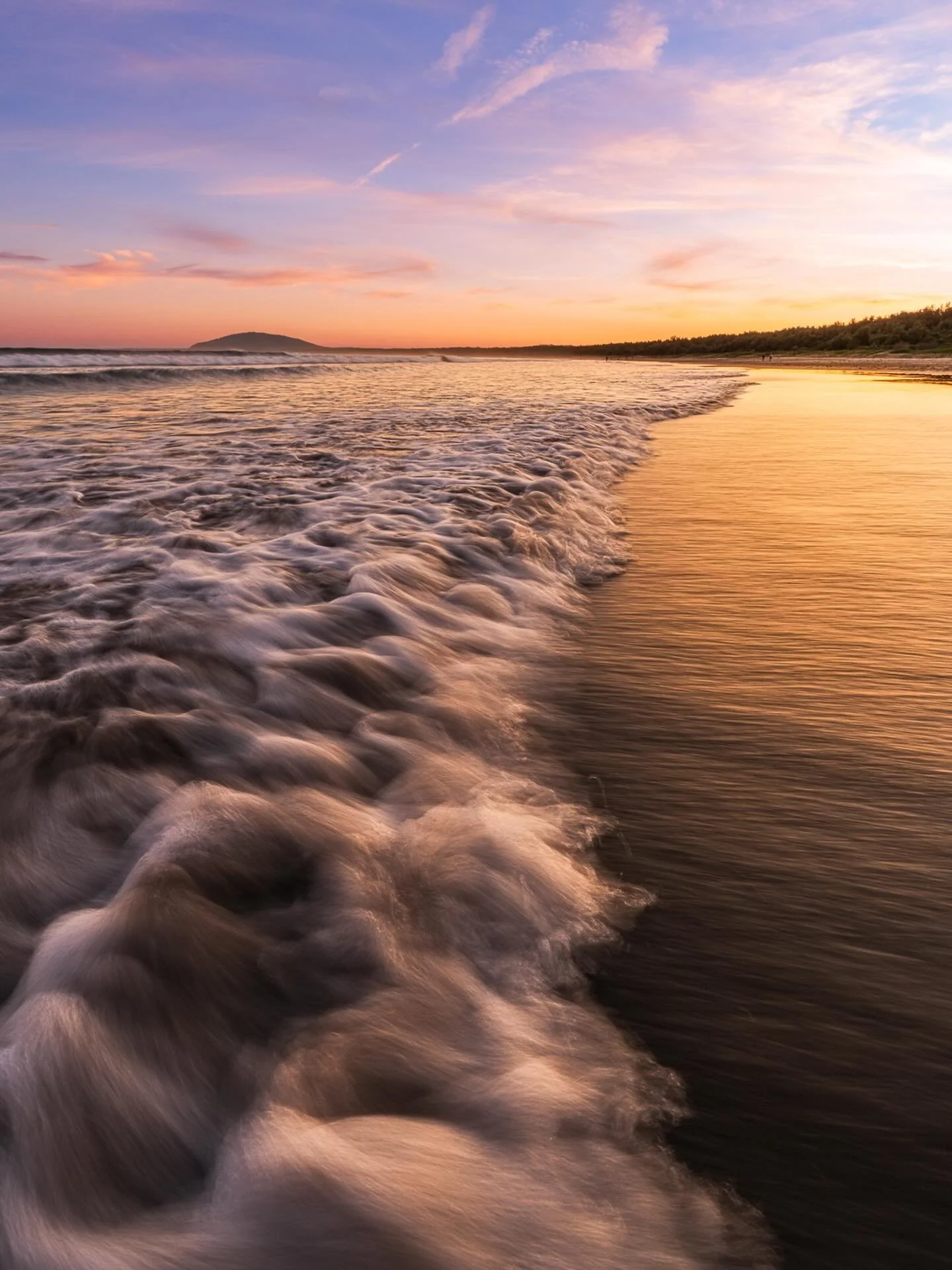 &ldquo;Froth &amp; Bubbles at Sunset&rdquo;
Sunset / Seven Mile Beach, South Coast, NSW, Australia .

Standing in the warm autumn ocean at Gerroa, watching the sunset unfold.
A bit captivated by these waves rolling in!
Looking south along Seven Mile 