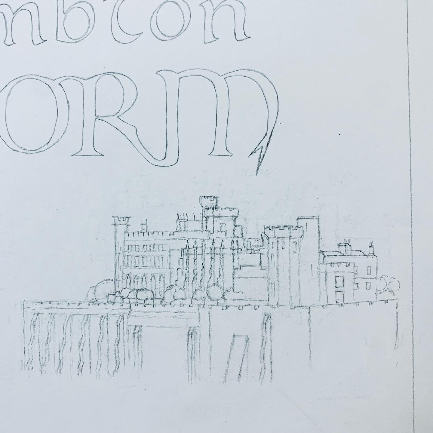 It&rsquo;s lovely to be back making art, it has been too long. This is from my second attempt at the cover of my Lambton Worm graphic novel.  It&rsquo;s a tiny drawing of Lambton Castle that is set in the distance that no one will probably notice, so
