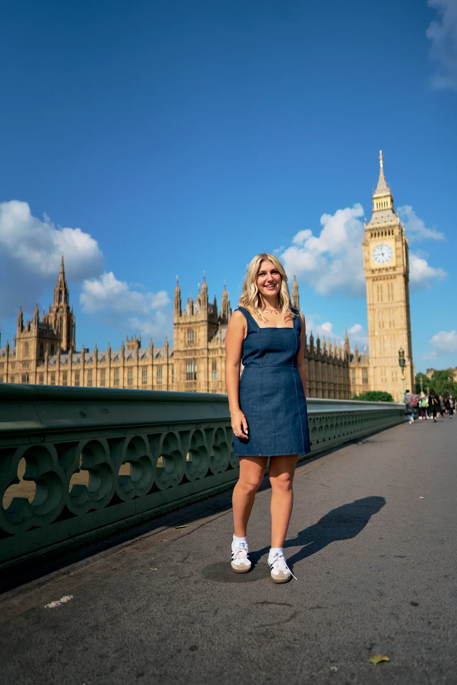 School senior portrait in front of the Houses of Parliament, London