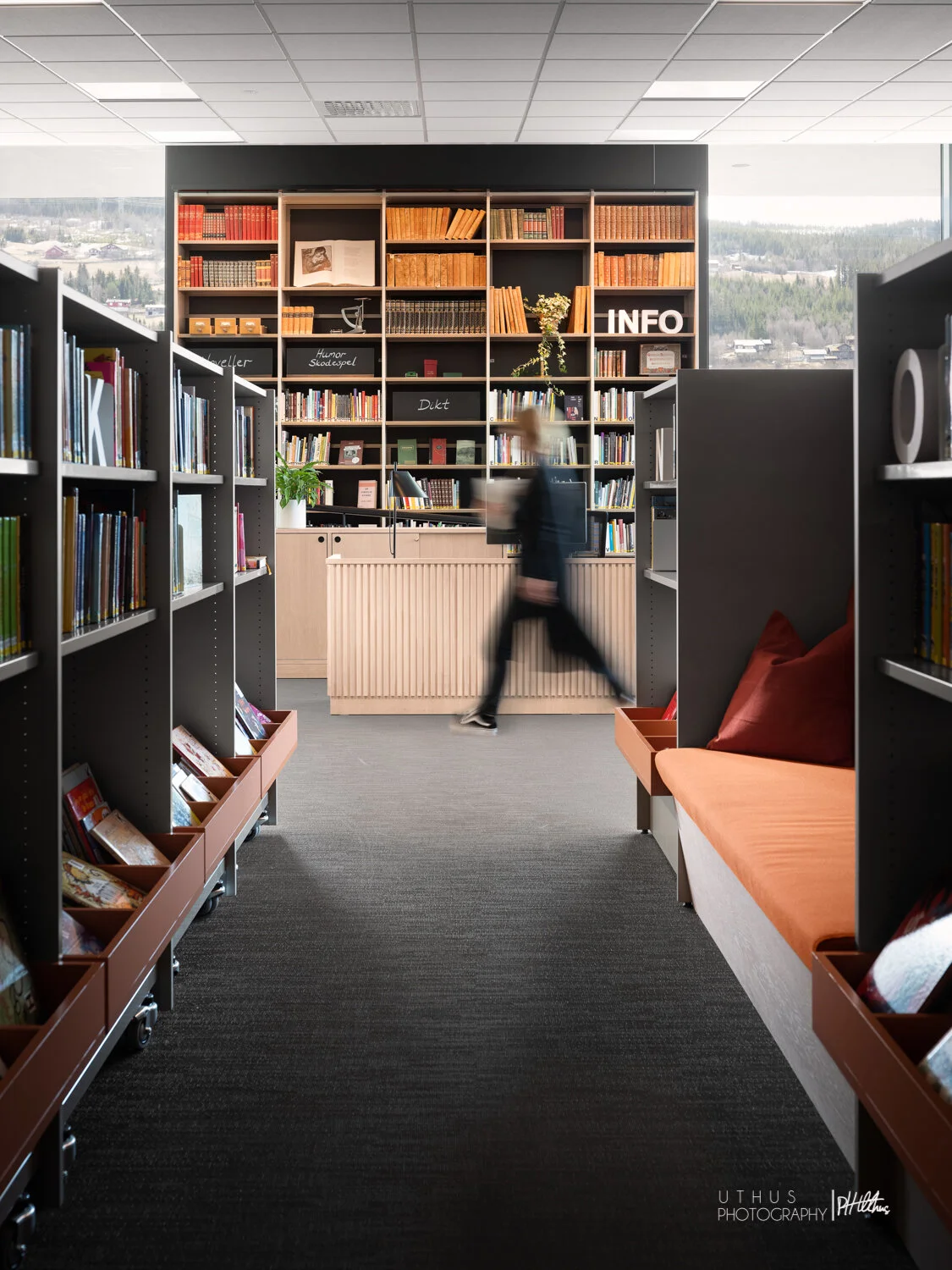 Ål kulturhus, interiør bibliotek