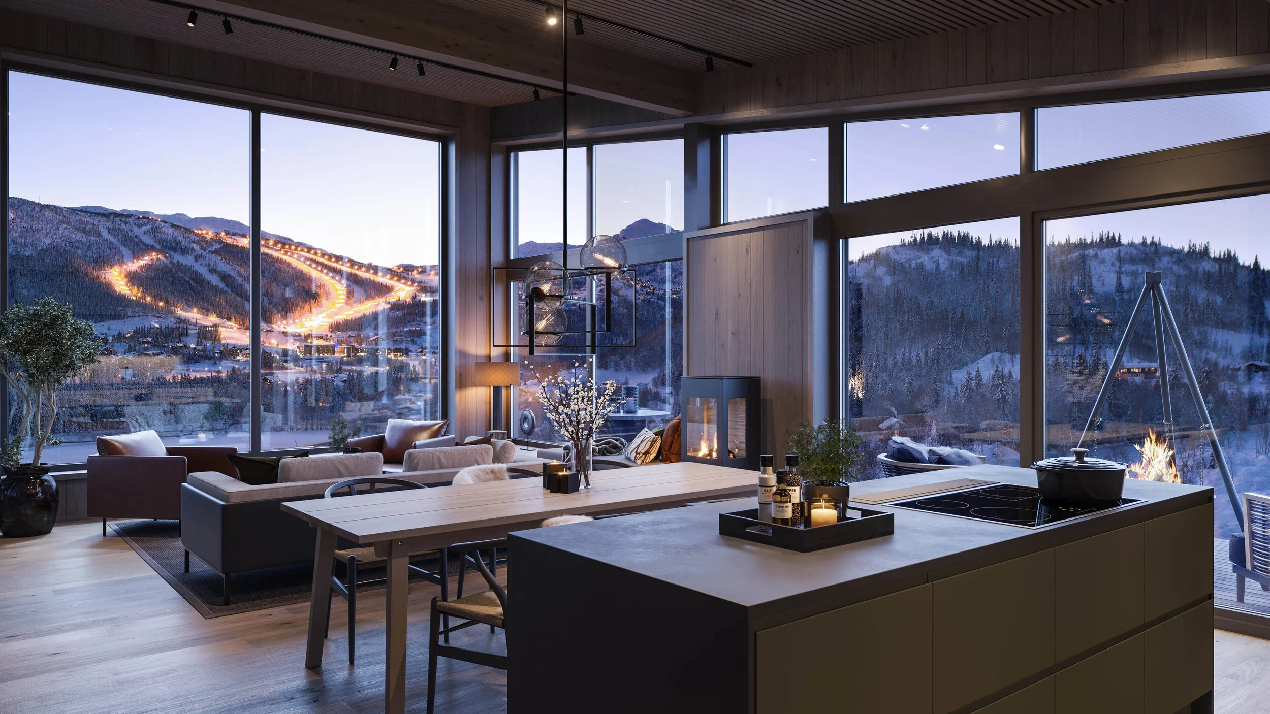 Fridalen Hemsedal - interiør stue og kjøkken