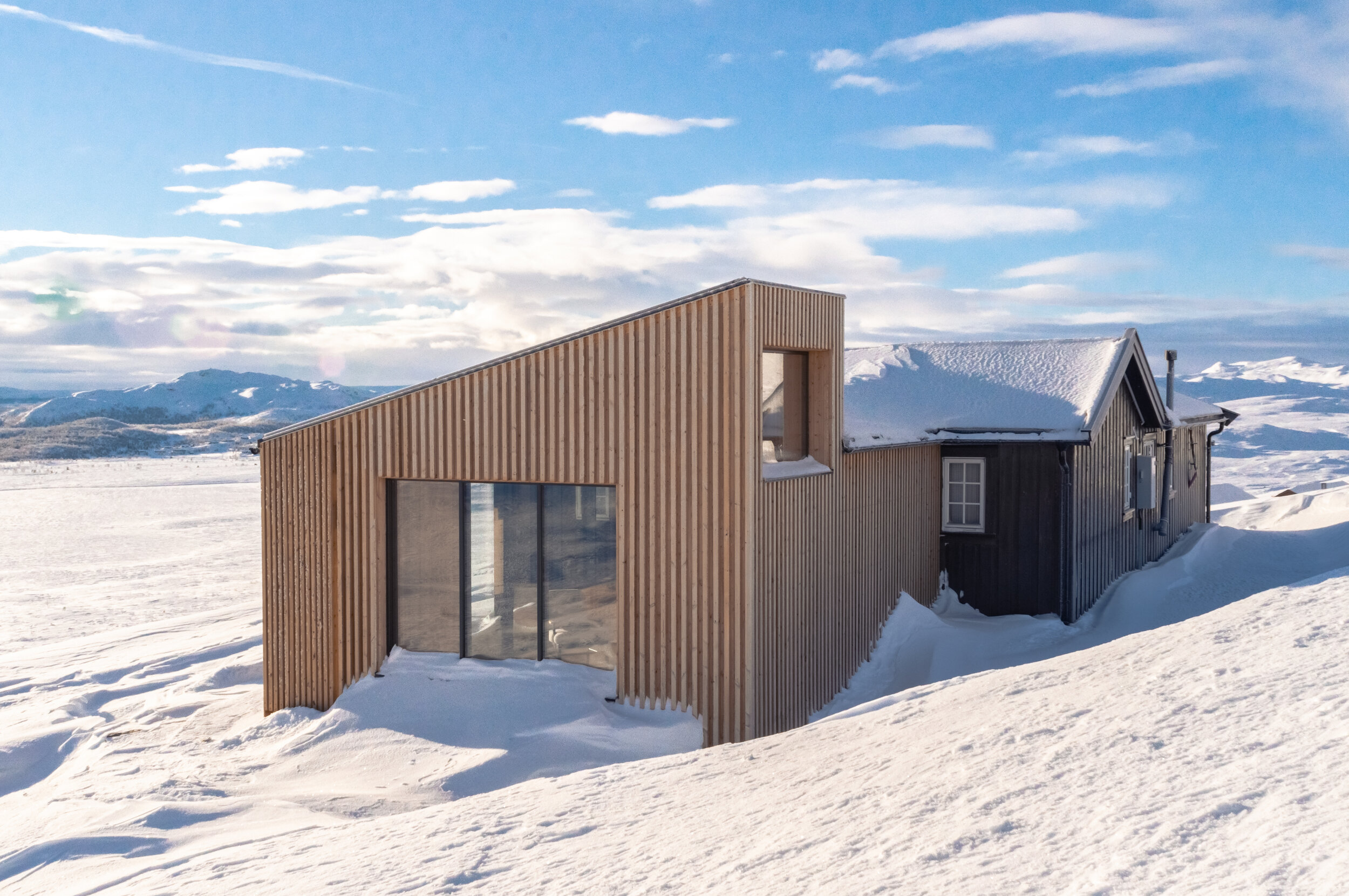 Påbygg hytte fasade