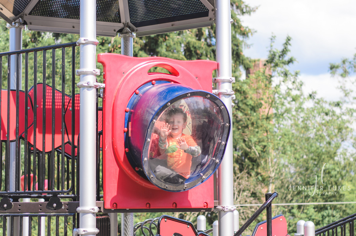 Boy in Bubble Panel Luther Burbank Park