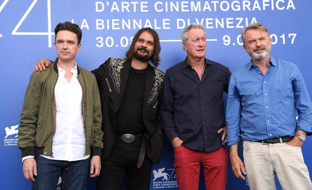 (L-R) Australian actor Matt Day, Australian film director Warwick Thornton, Australian actor Bryan Brown and New Zealand actor Sam Neill pose during a photocall for 'Sweet Country' during the 74th Venice Film Festival in Venice, Italy, 06 September 2017. The movie is presented in the official competition 'Venezia 74' at the festival running from 30 August to 09 September 2017. ANSA/CLAUDIO ONORATI