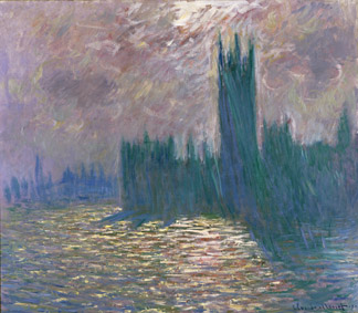  
                                                        MMT 155332
                                                        Parliament, Reflections on the Thames, 1905 (oil on canvas)
                                                        Monet, Cl