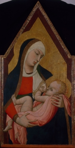 Madonna che allatta il Bambino, tempera e olio su tavola. 