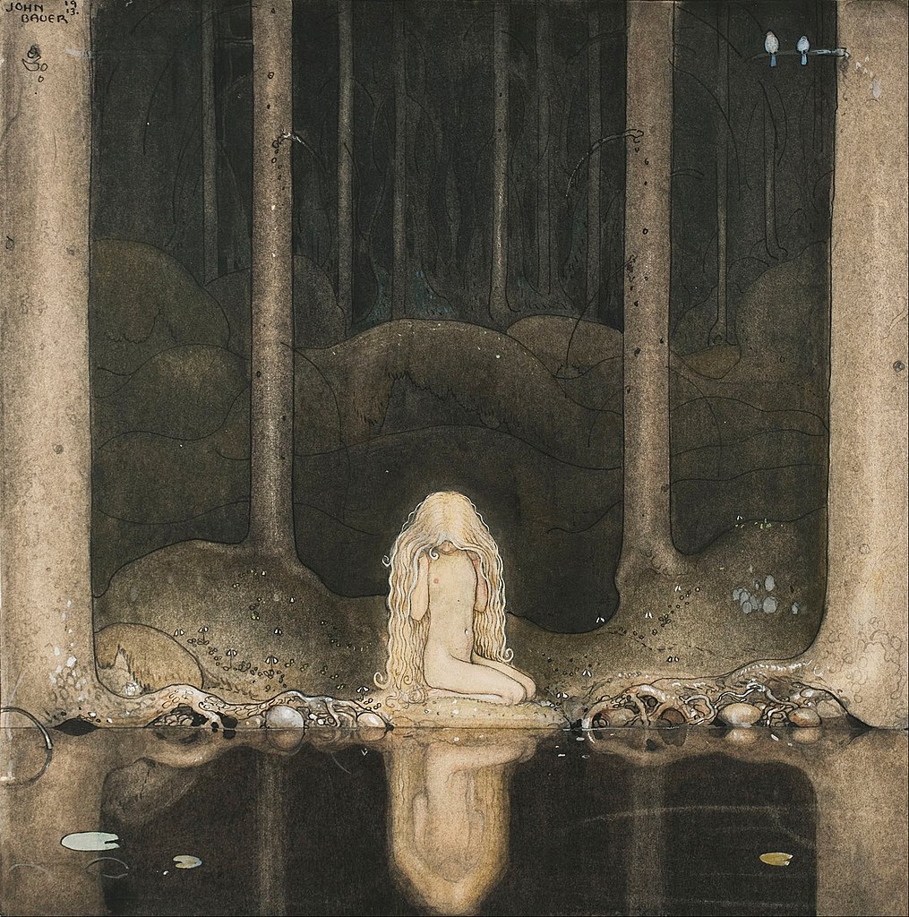 1015px-John_Bauer_-_Princess_Tuvstarr_gazing_down_into_the_dark_waters_of_the_forest_tarn._-_Google_Art_Project.jpg