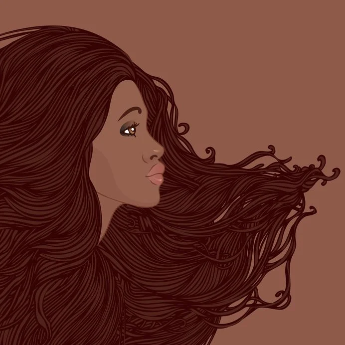 Black Woman with Flowing Magica Hair Looking Forward