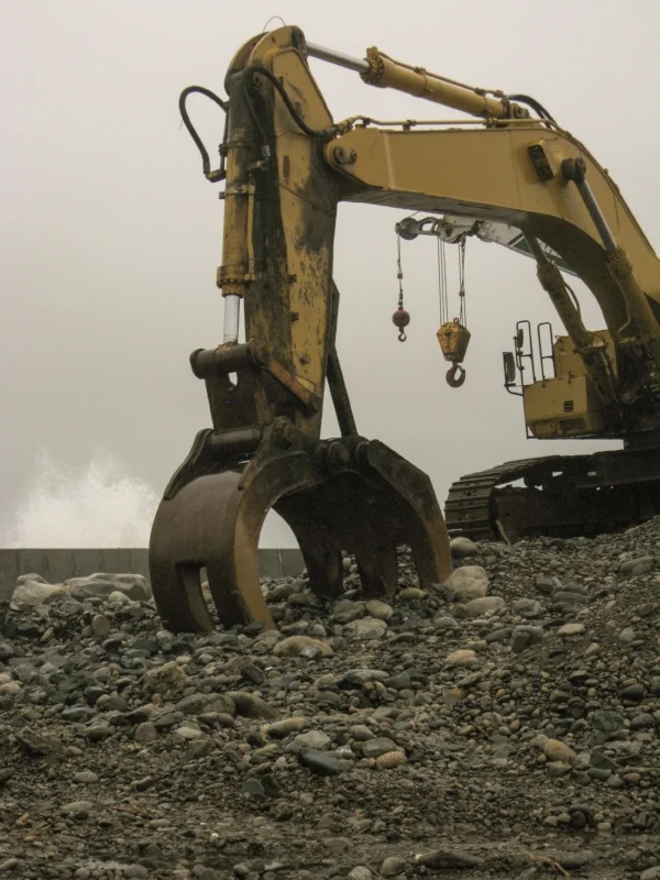 March 22, 2018 Heavy equipment in the process of repairing the seawall was moved away from the edge.