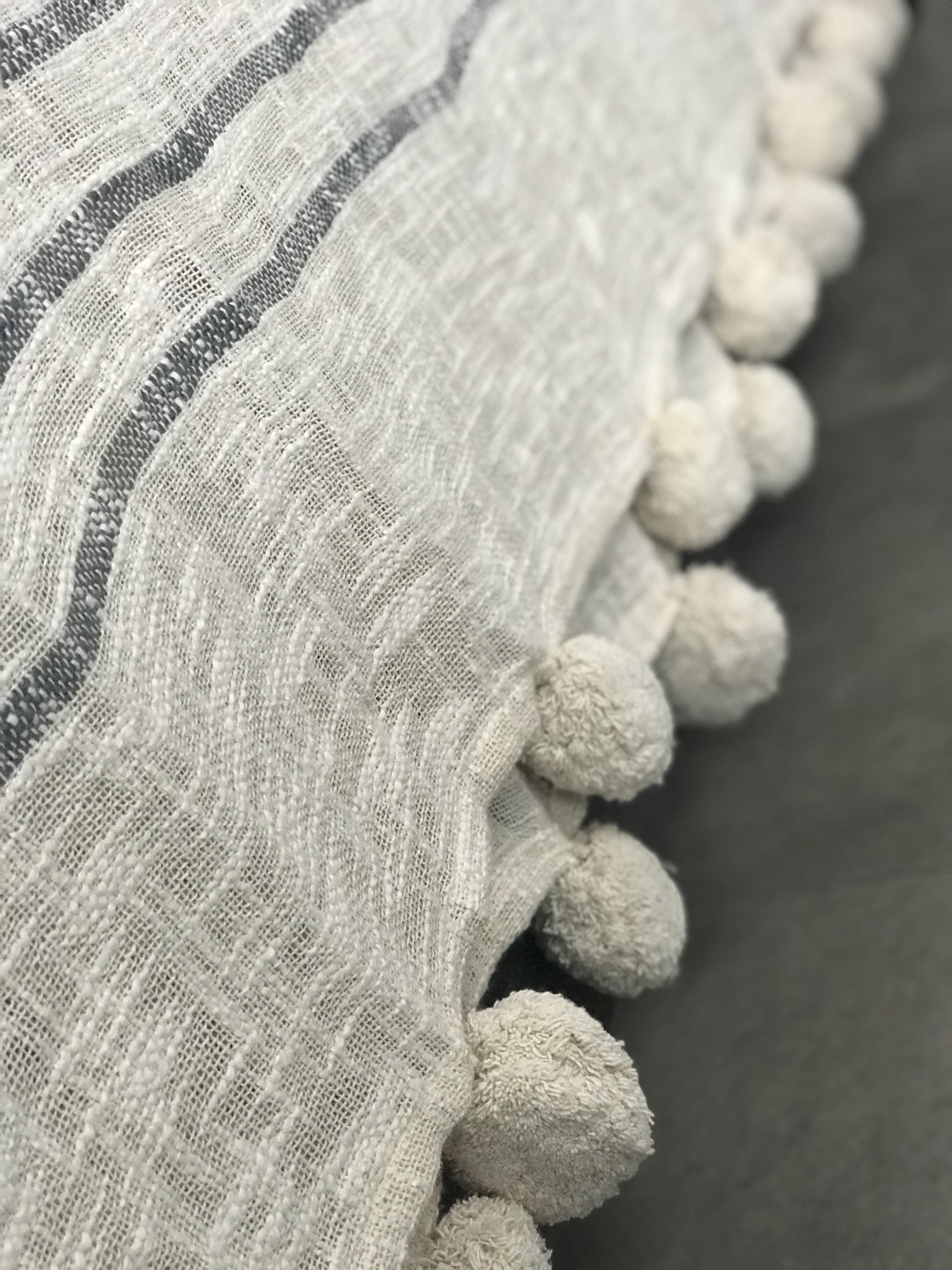 Hand Woven Linen Pom Pom Throw