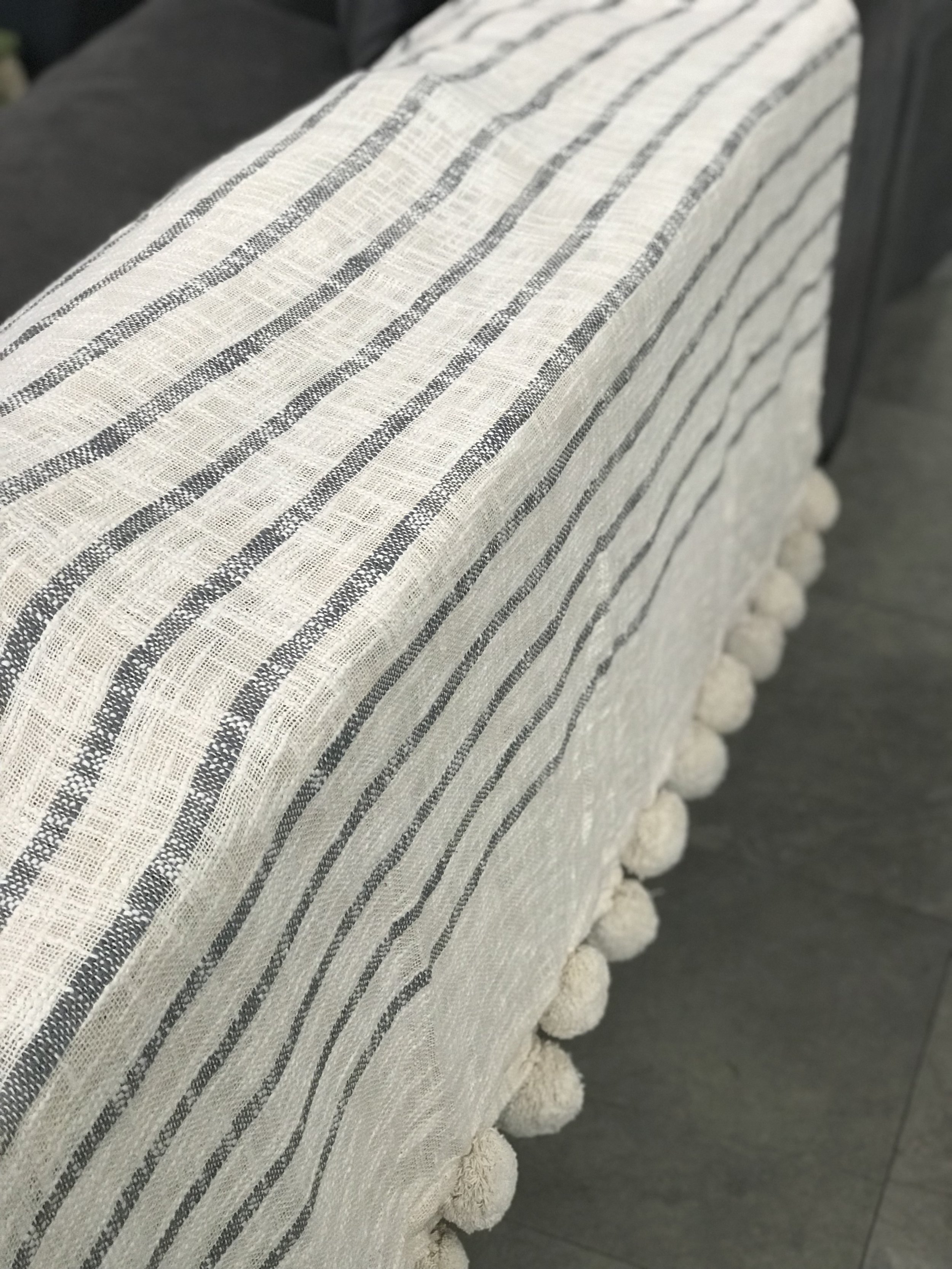Hand Woven Linen Pom Pom Throw
