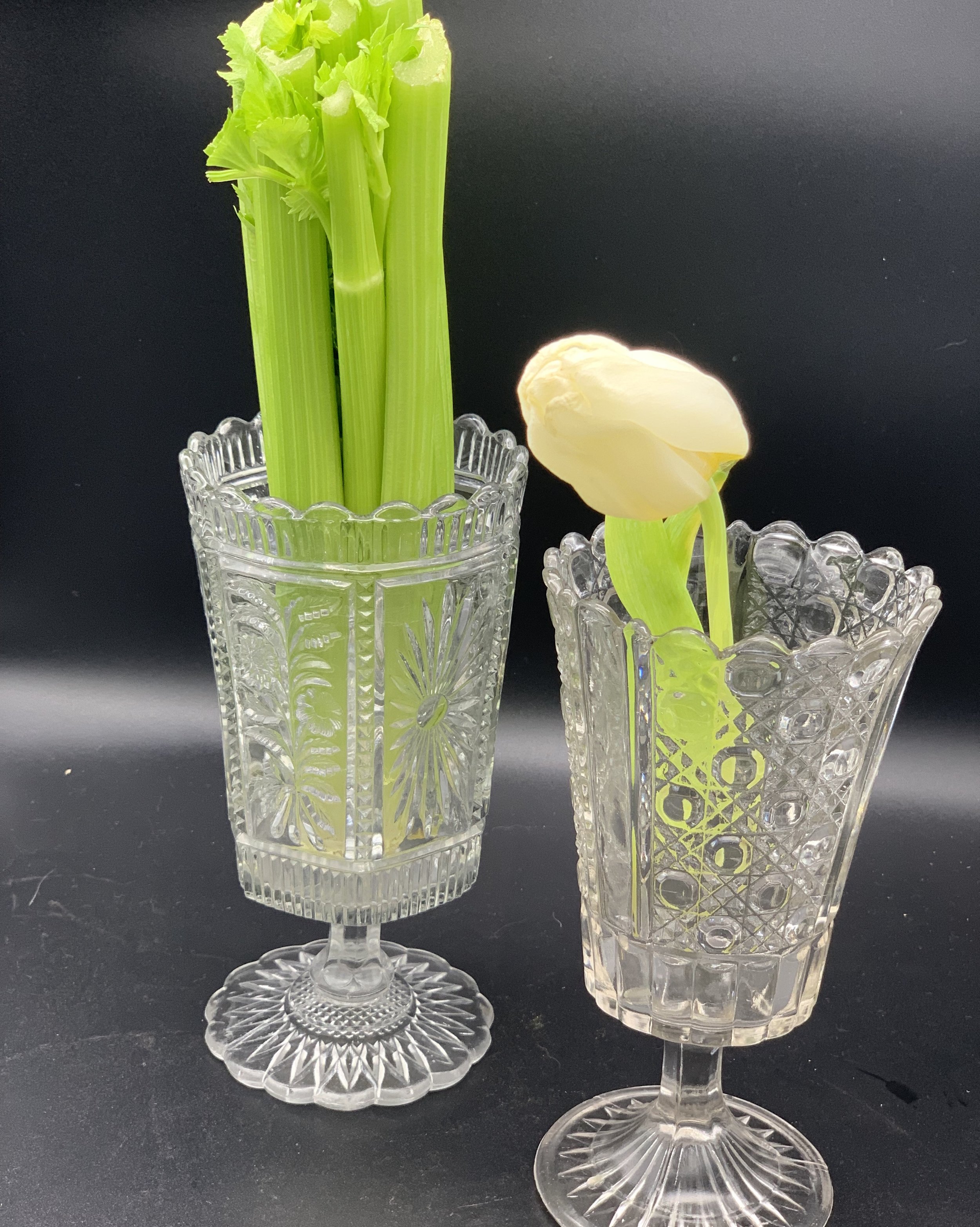 Vintage Pressed Glass Celery Vase