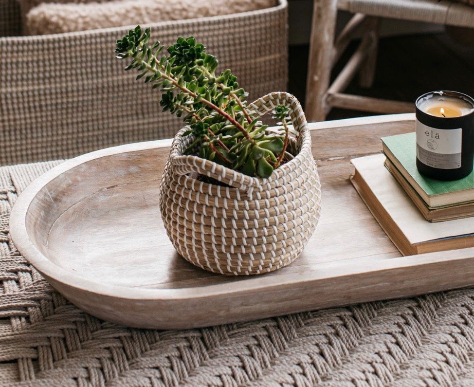 Large Whitewashed Mango Wood Trough