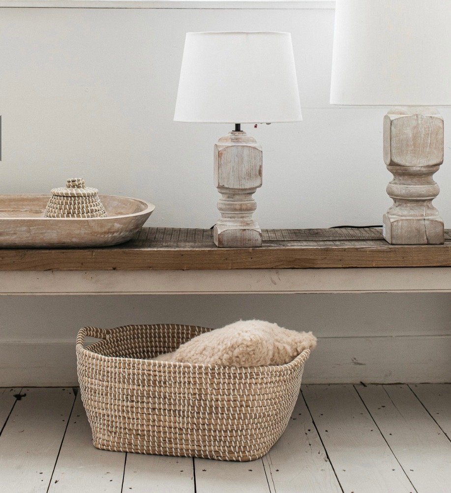Large Whitewashed Mango Wood Trough
