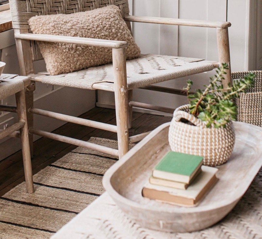 Large Whitewashed Mango Wood Trough