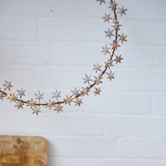 Distressed Metal Star Wreath with LED lights
