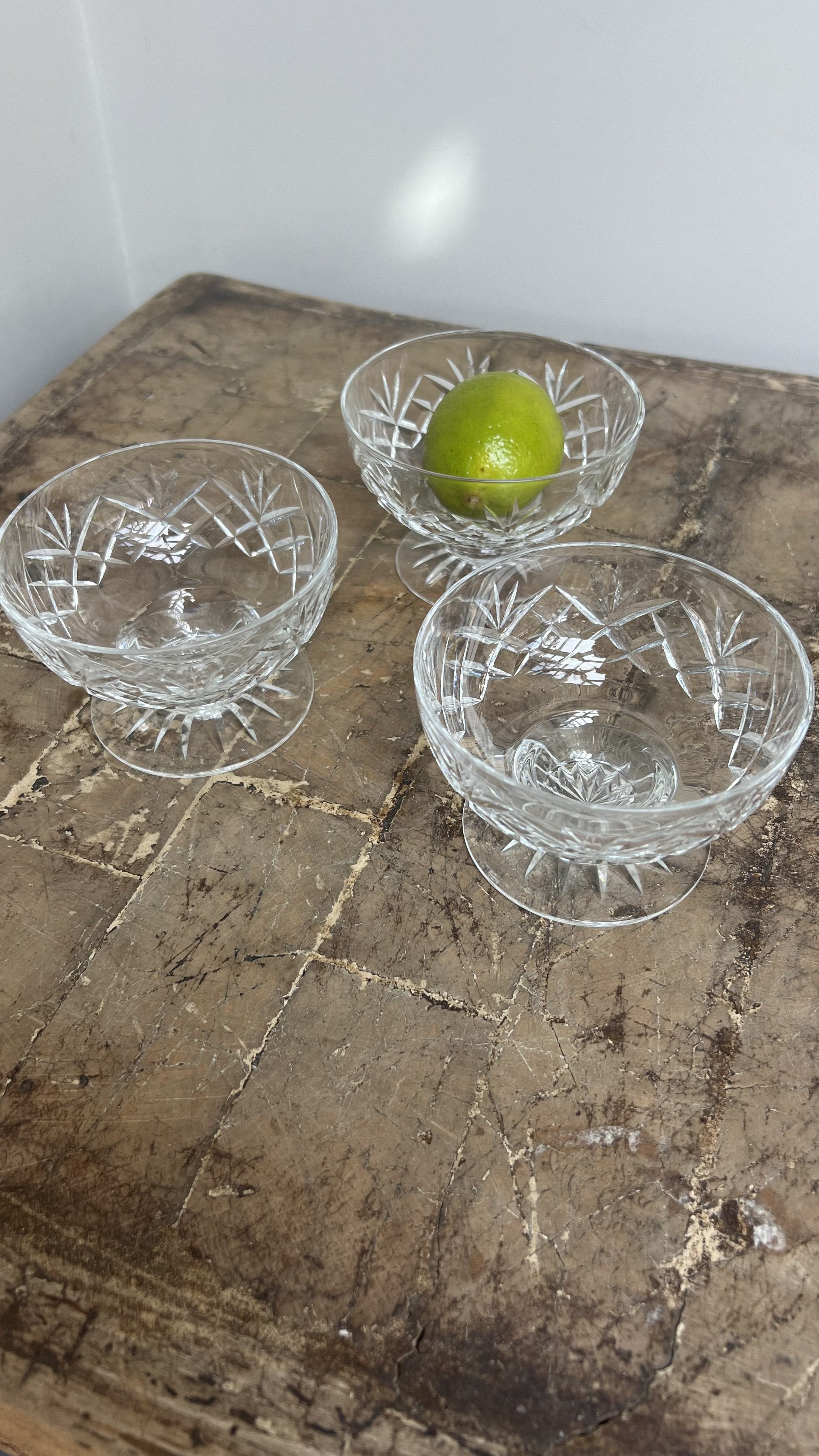 Set of 6 Cut Richardson Glass Pudding Bowls