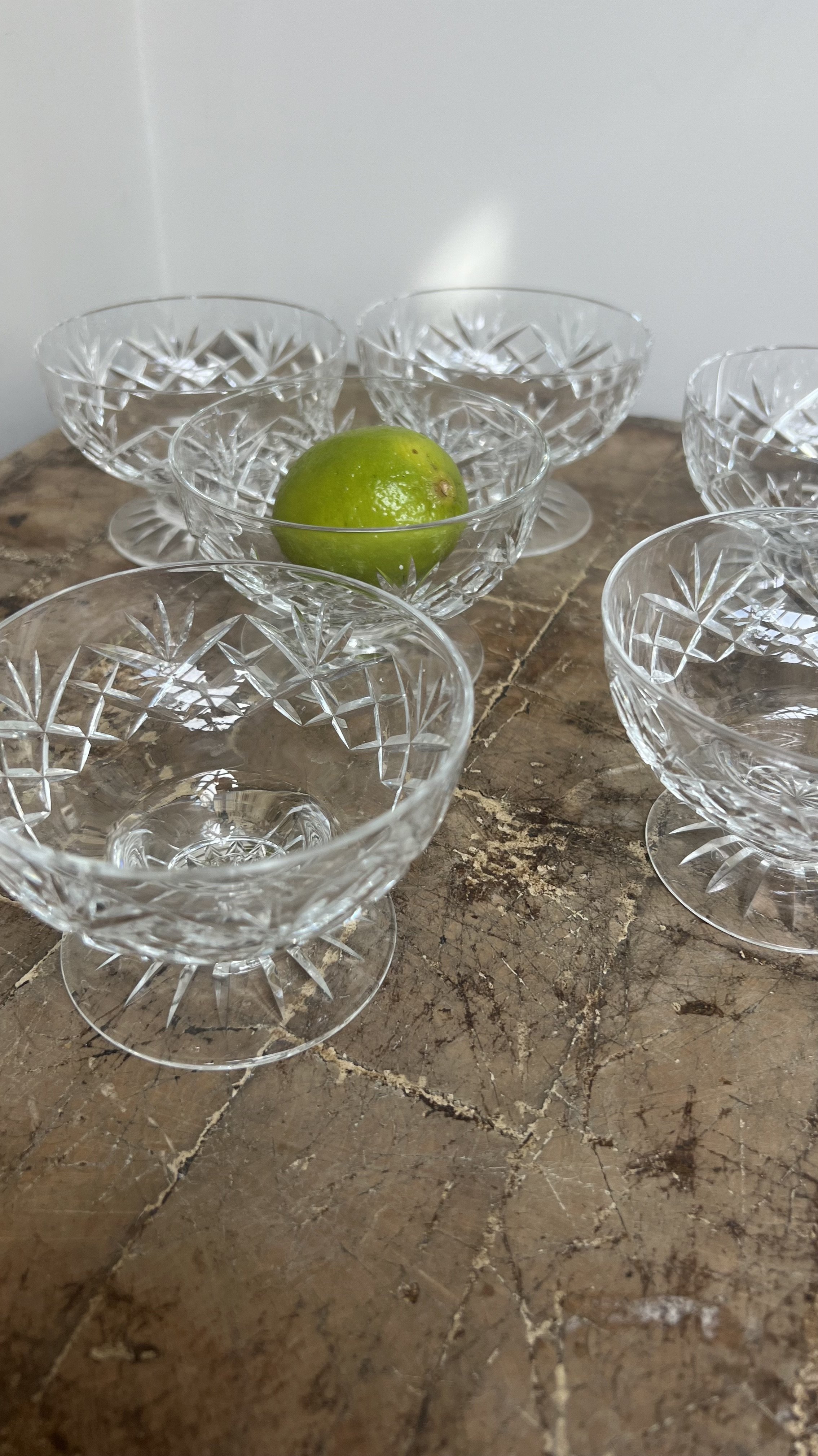 Set of 6 Cut Richardson Glass Pudding Bowls