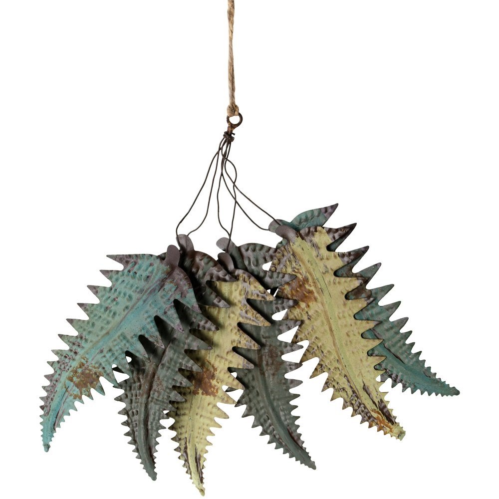 Set of 6 Handpainted Metal Fern Leaves