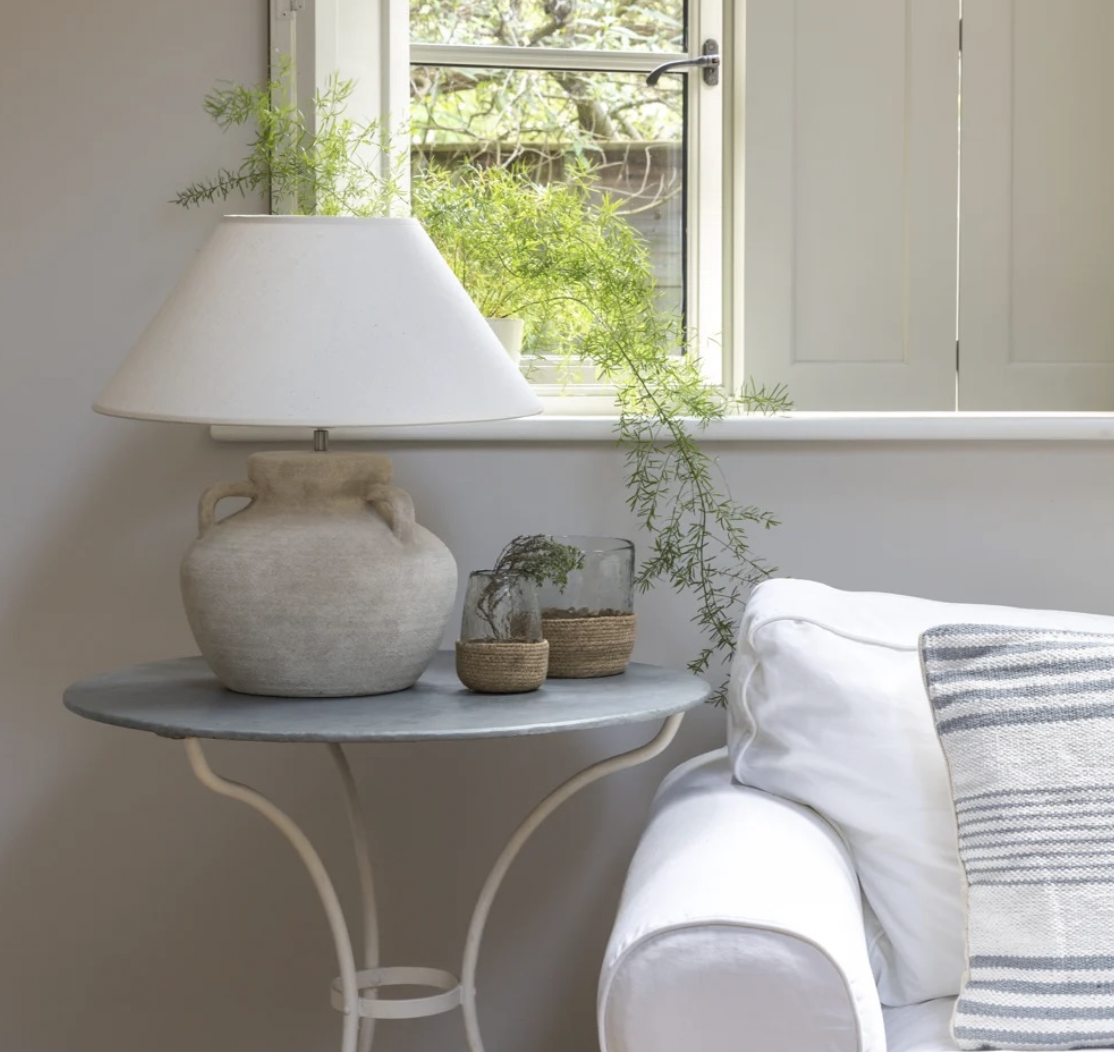 Stoneware Lamp with Cream Shade