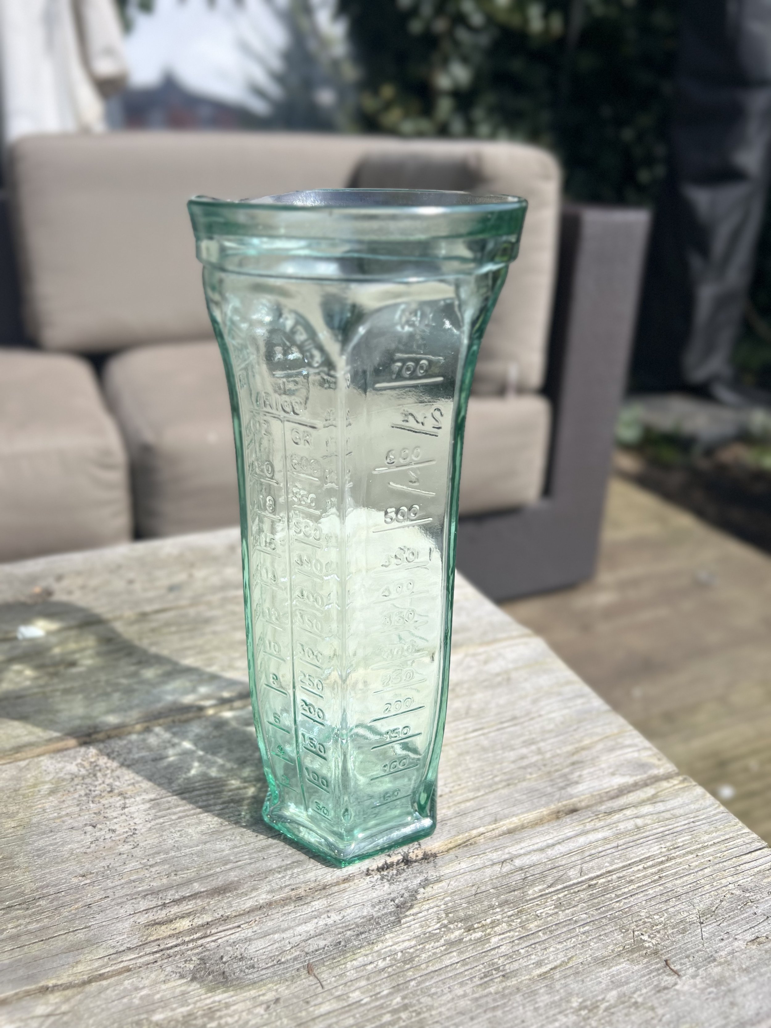Tall Recycled Glass Measuring Jug