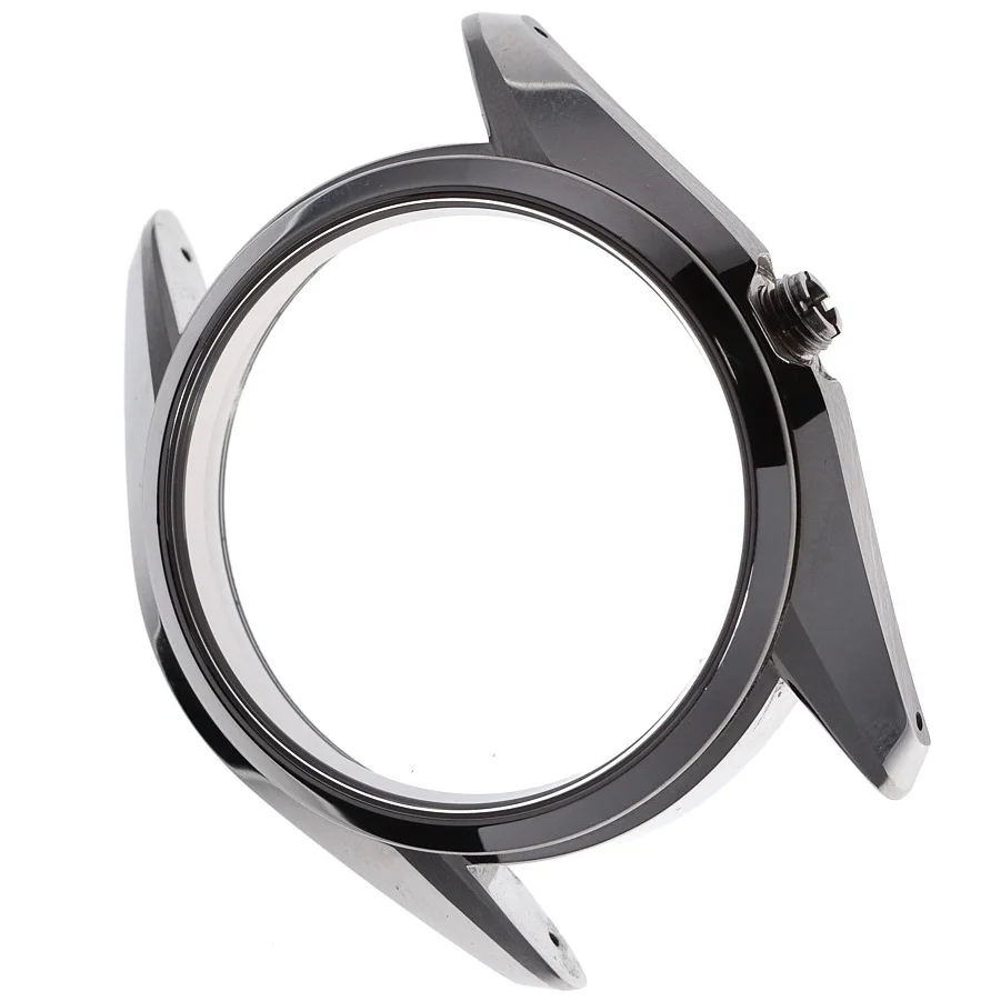 Glass material sapphire, treated with anti-reflective coating on the inside only.
