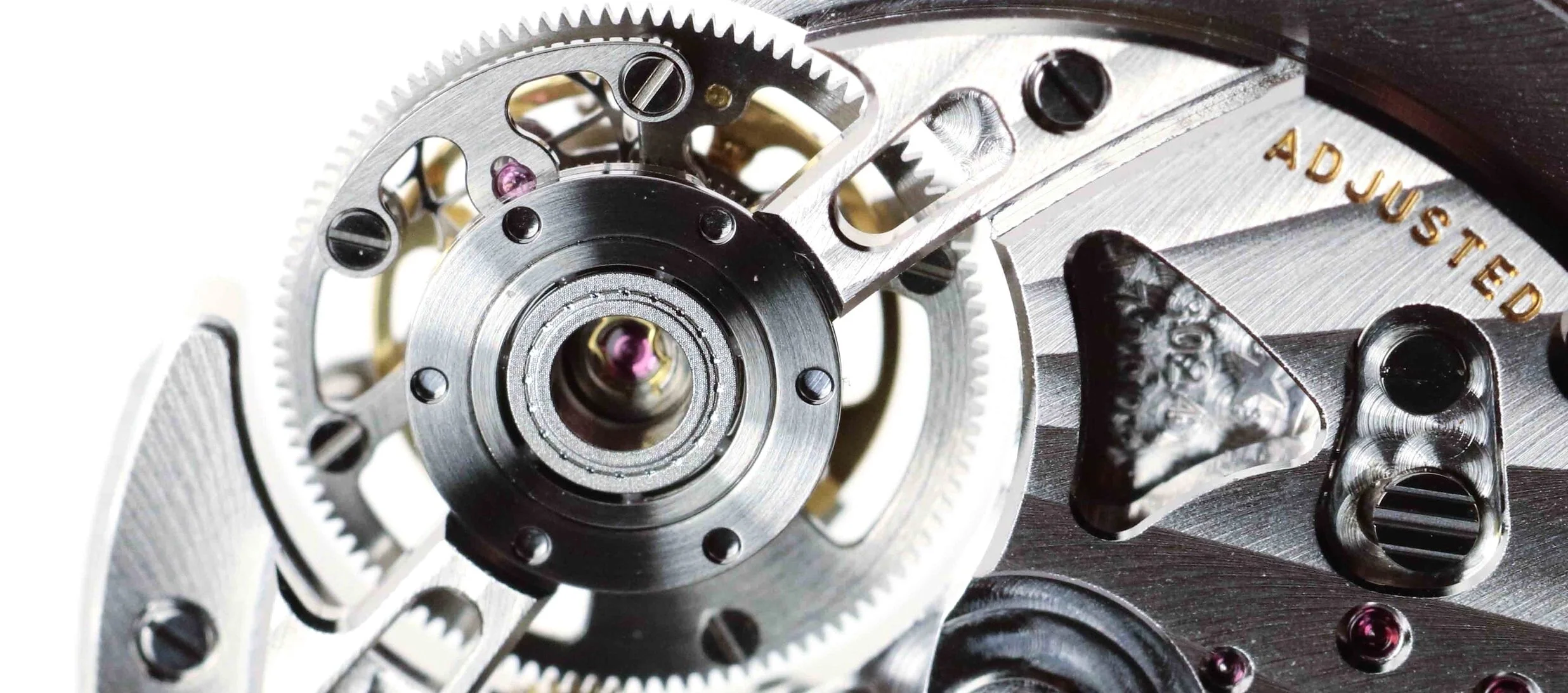 The ceramic ball race upon which the flying tourbillon turns.