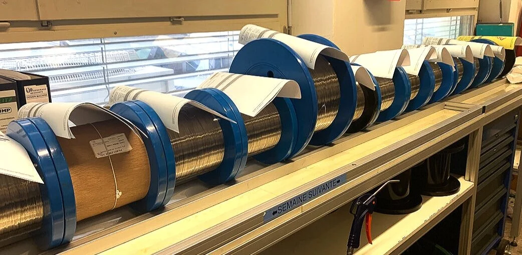 Each roll of material is destined for a different calibre.
