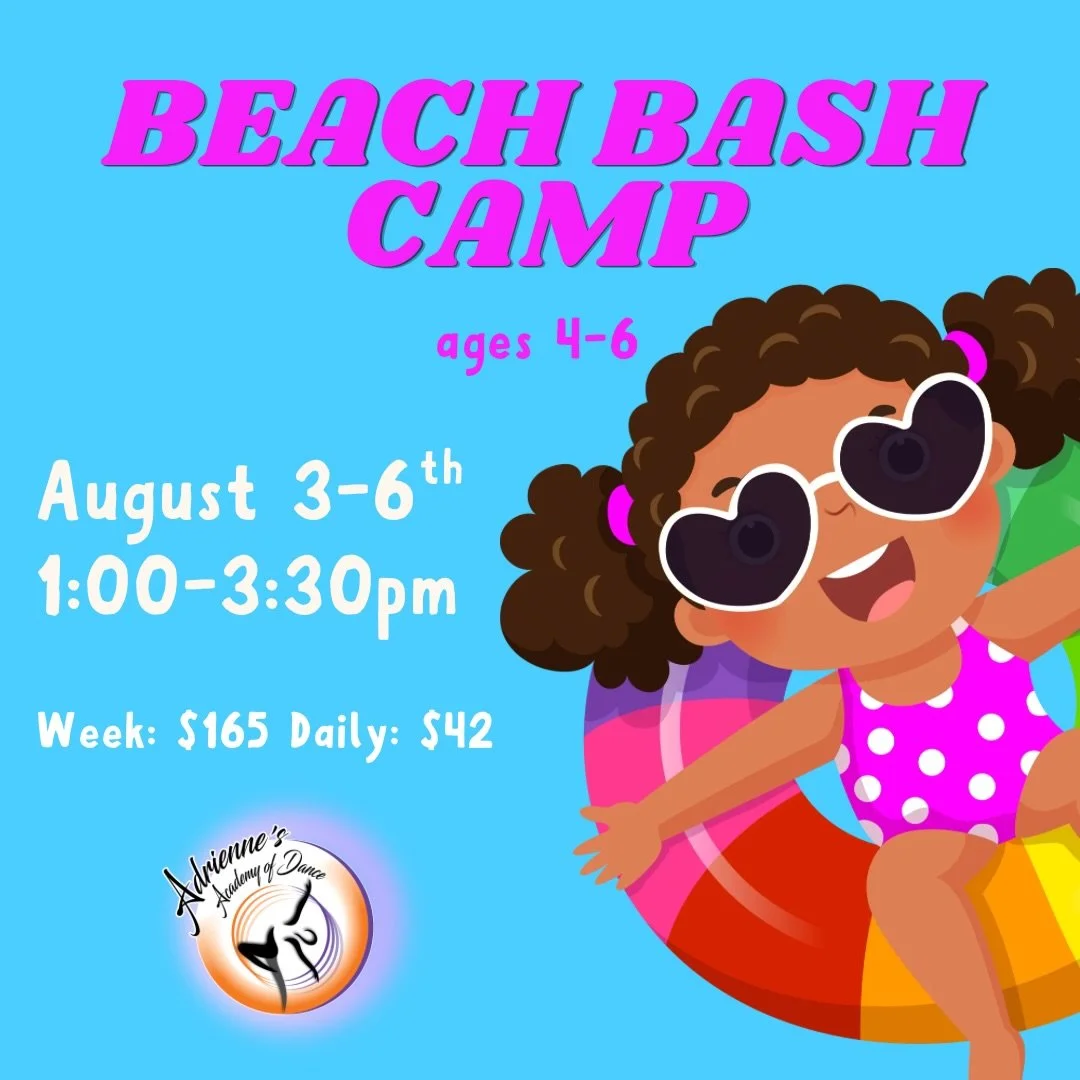 🌊⛱️☀️ We&rsquo;re bringing the beach to the studio for our Beach Bash Camp! This is a fun opportunity for your 4-6 year old to give dance a try!

August 3-6th
1:00-3:30pm
141 E Main Street Silverdale 

Sign up at adriennesacademyofdance.com/summer
2