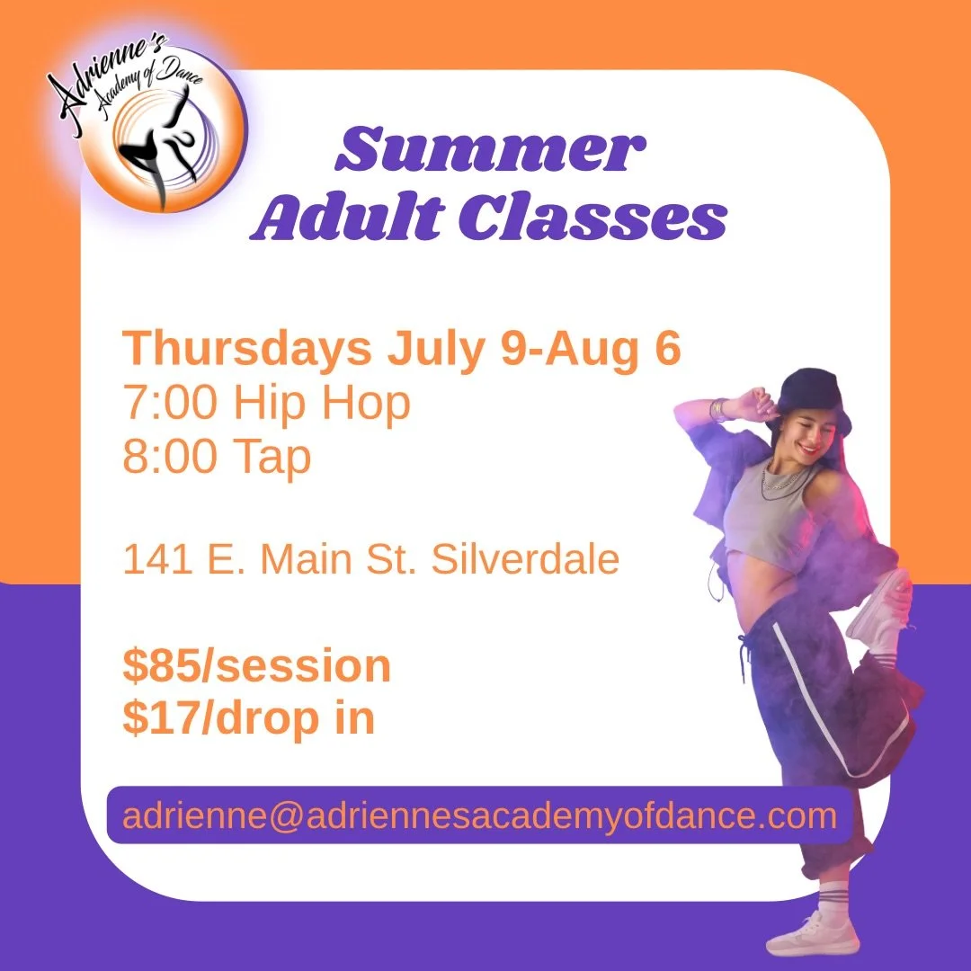 🧡🤍💜 Our summer adult classes start tonight!

$85/session per style
$17/drop in per style

📍Silverdale, PA

#danceclass #adultdanceclass #tapclass #hiphopclass #dancestudio