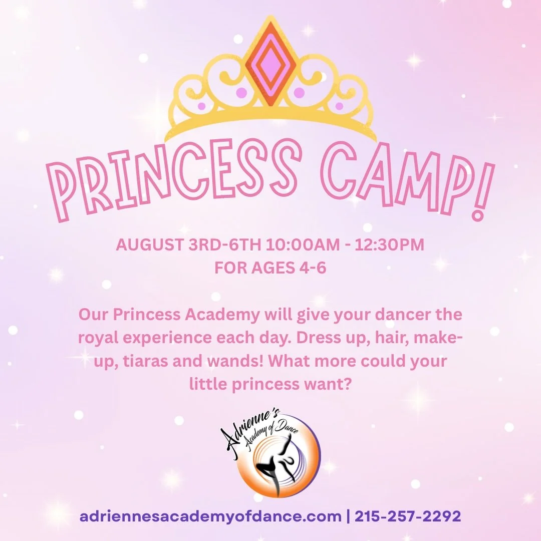 Double the camps, double the fun! Dancers ages 4-6 can take advantage of our Princess + Beach Camps next week ✨ Choose one camp or sign up for both at a discounted rate! 

📍141 E Main Street 2nd Floor
Silverdale, PA

#dance #dancestudio #dancecamp #